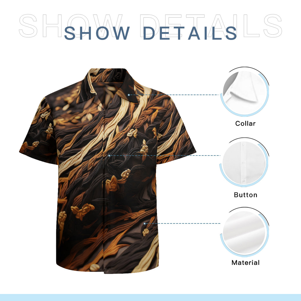 Interwoven Thread Design Short Sleeves Men's Shirt