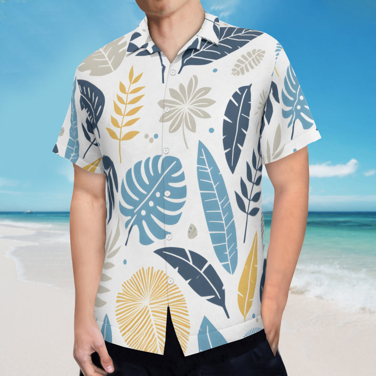 Tropical Leaf Short Sleeves Men's Shirt