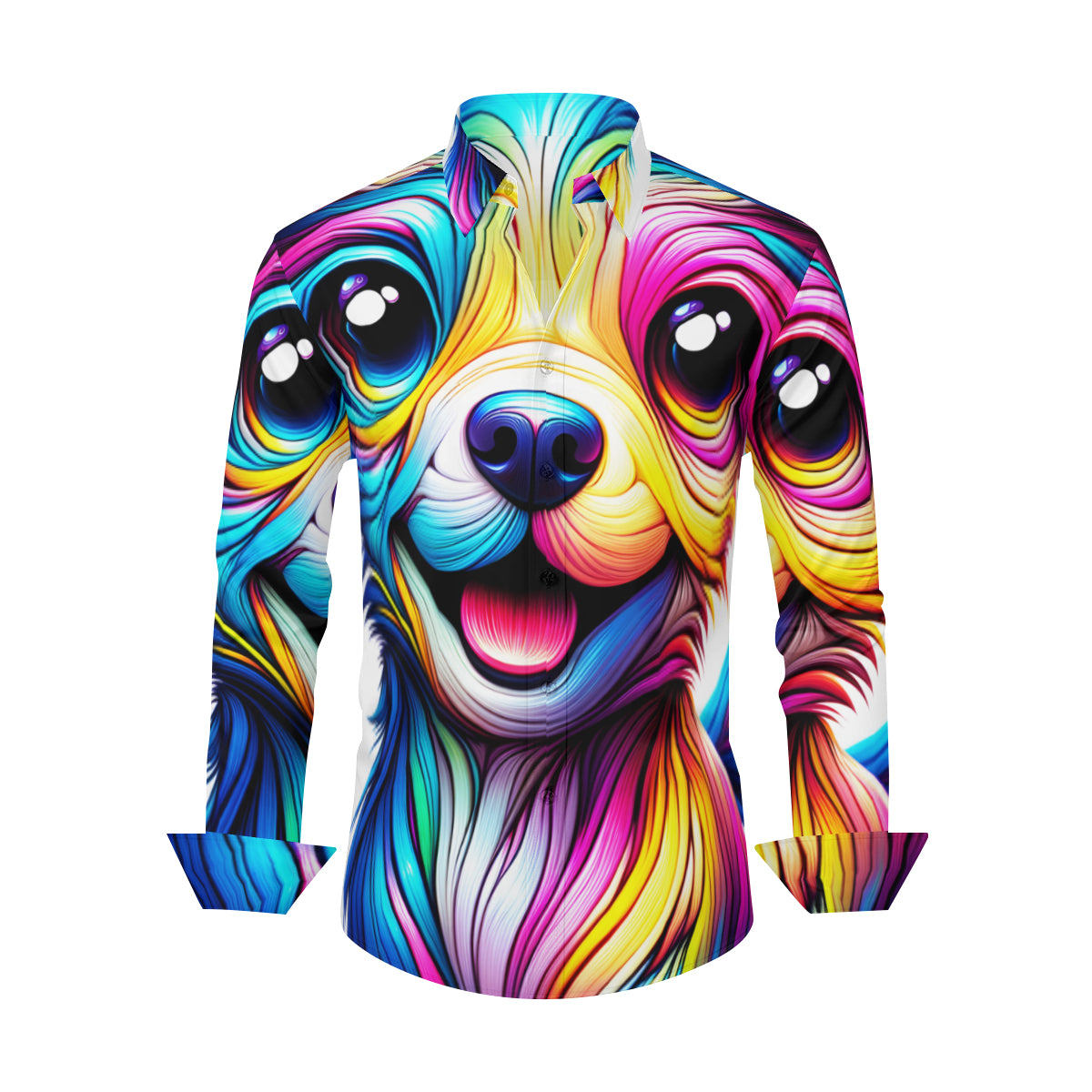 Dog Men's Classic Long-Sleeved Shirt | Polyester