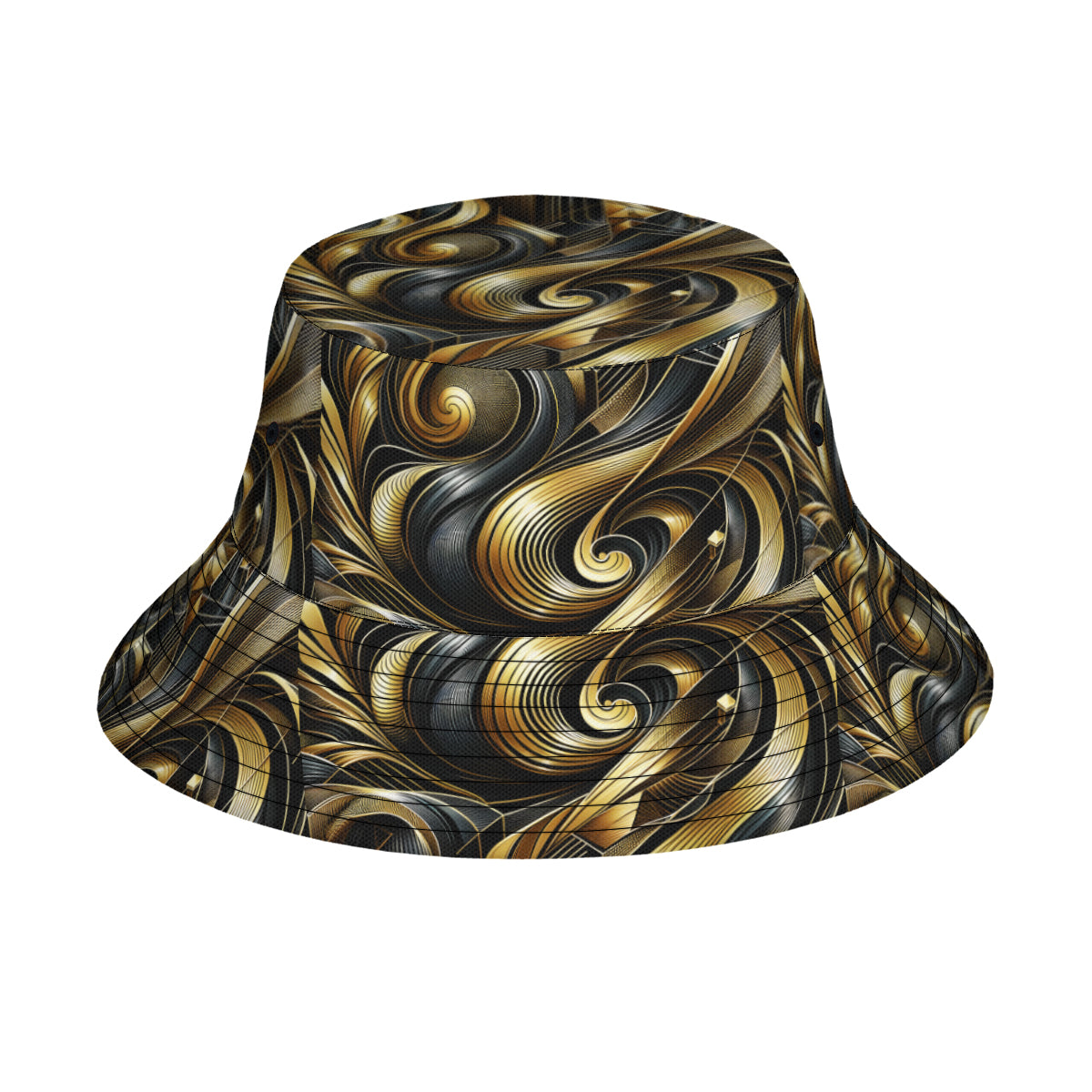 Abstract Gold Double-Sided Unisex Polyester Bucket Hat