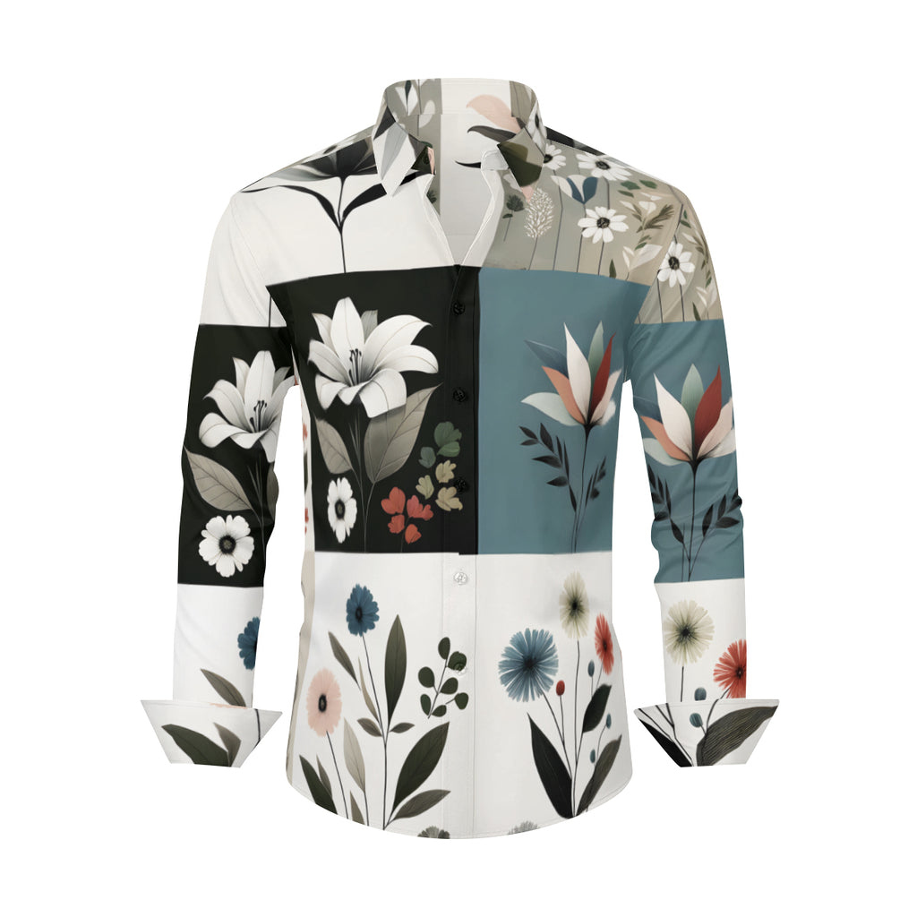 Minimalistic Floral Long Sleeves Men's Shirt