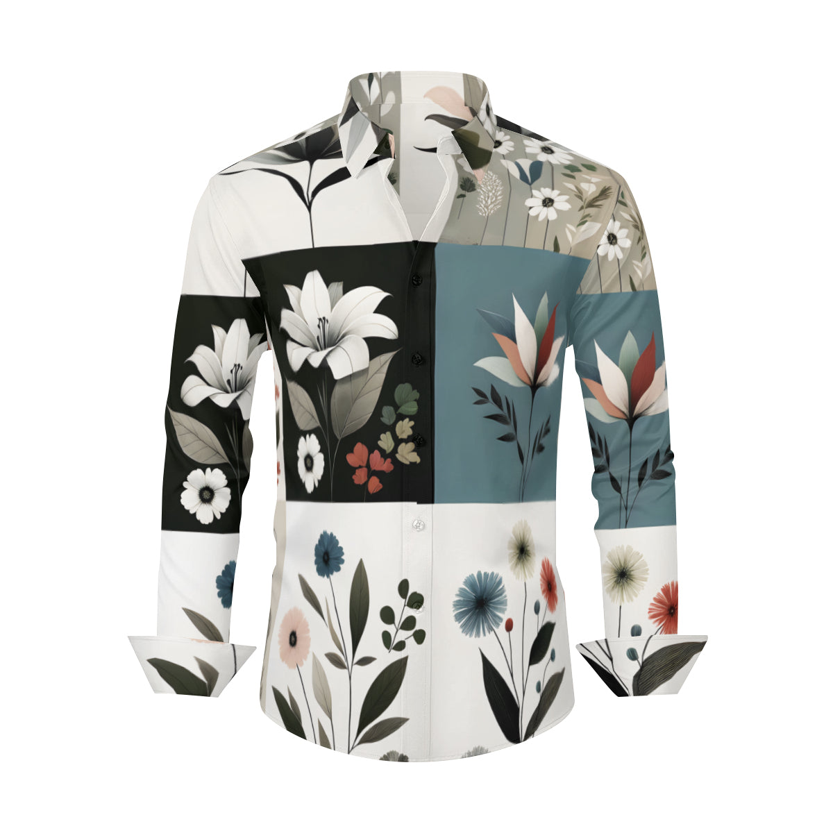 Minimalistic Floral Long Sleeves Men's Shirt