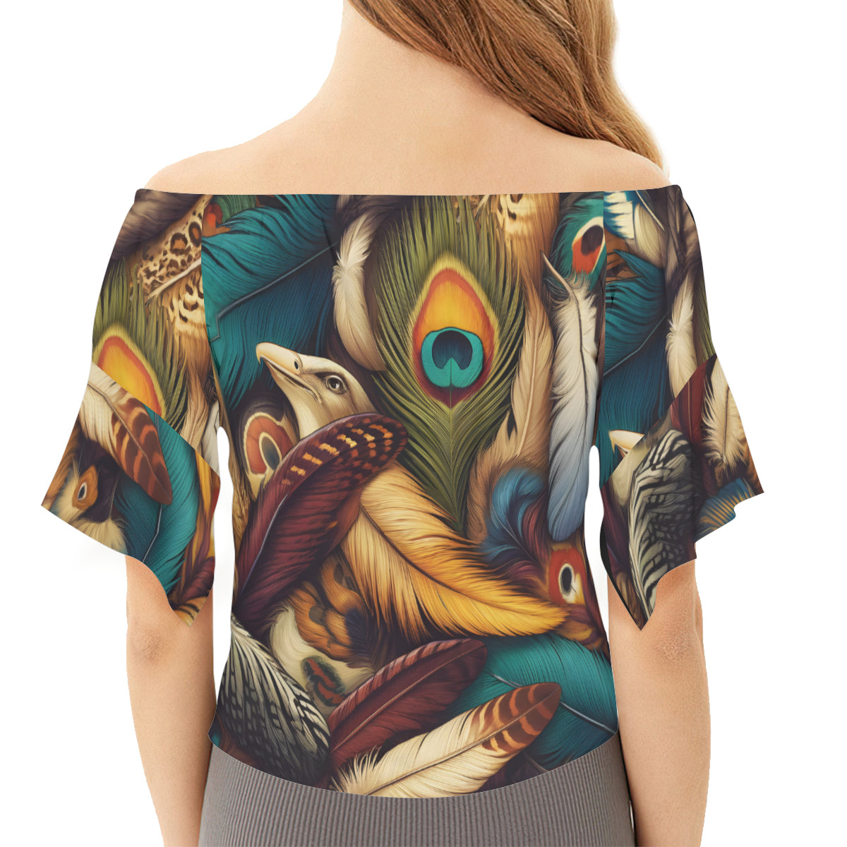 Luxury Feathers Women's One-shoulder Tie Short Sleeves | Polyester