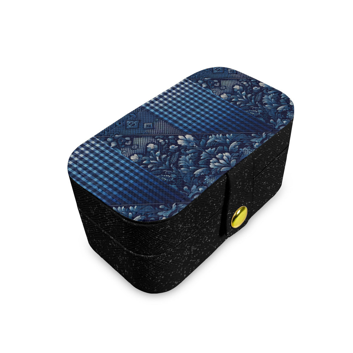 Denim Check Personalized Portable Jewelry Box