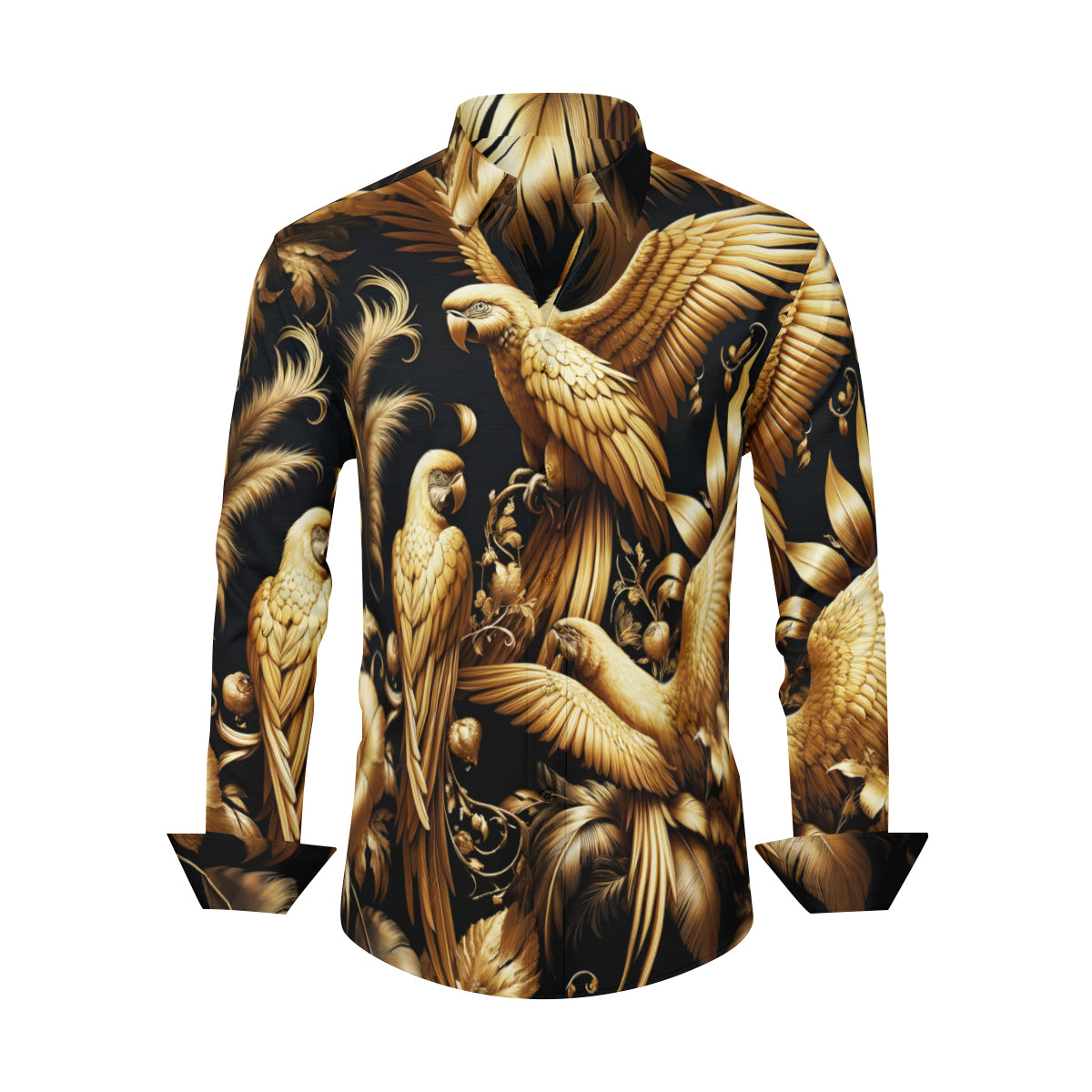 Golden Feathers Men's Classic Long-Sleeved Shirt | Polyester