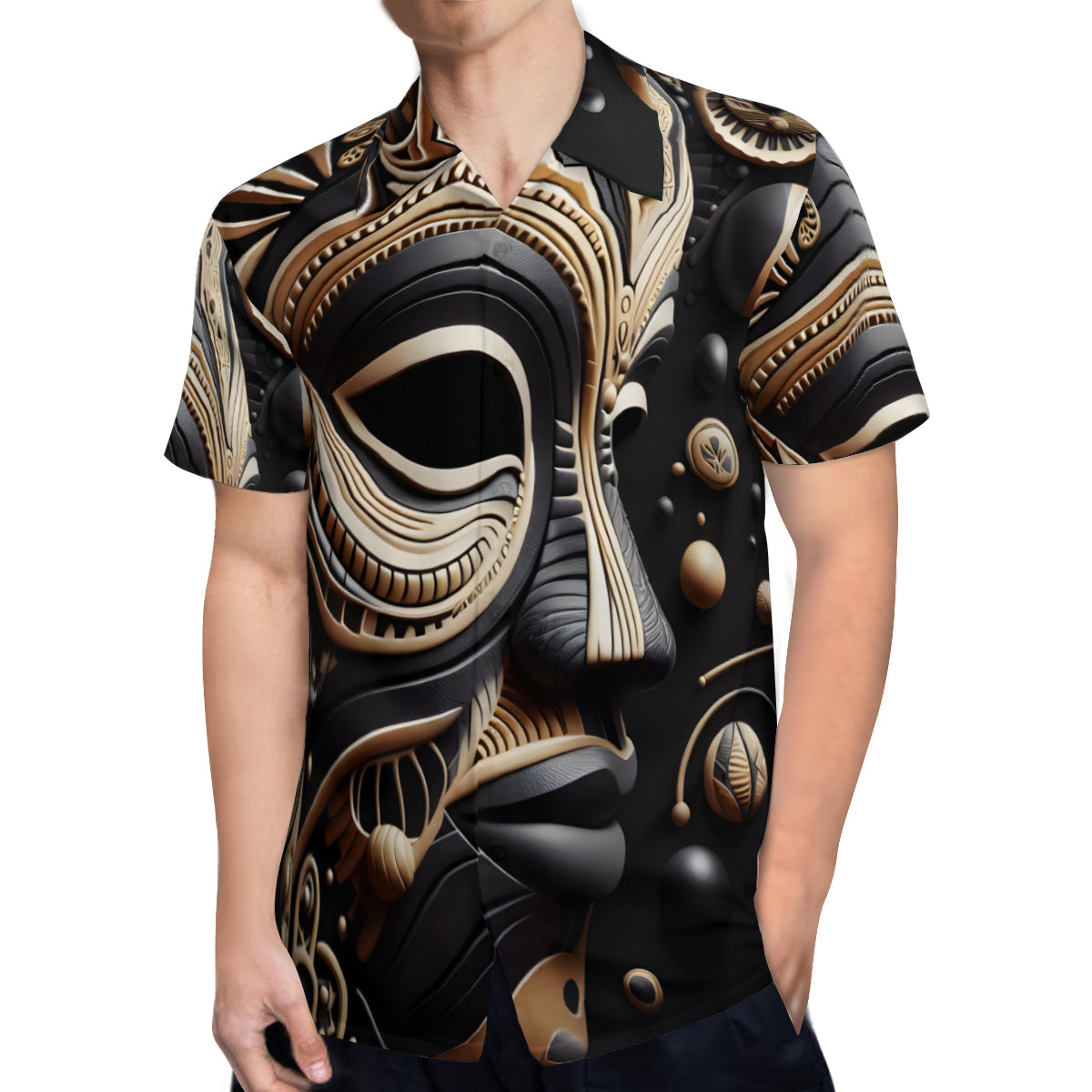 African Mask Art Short Sleeves Men's Shirt