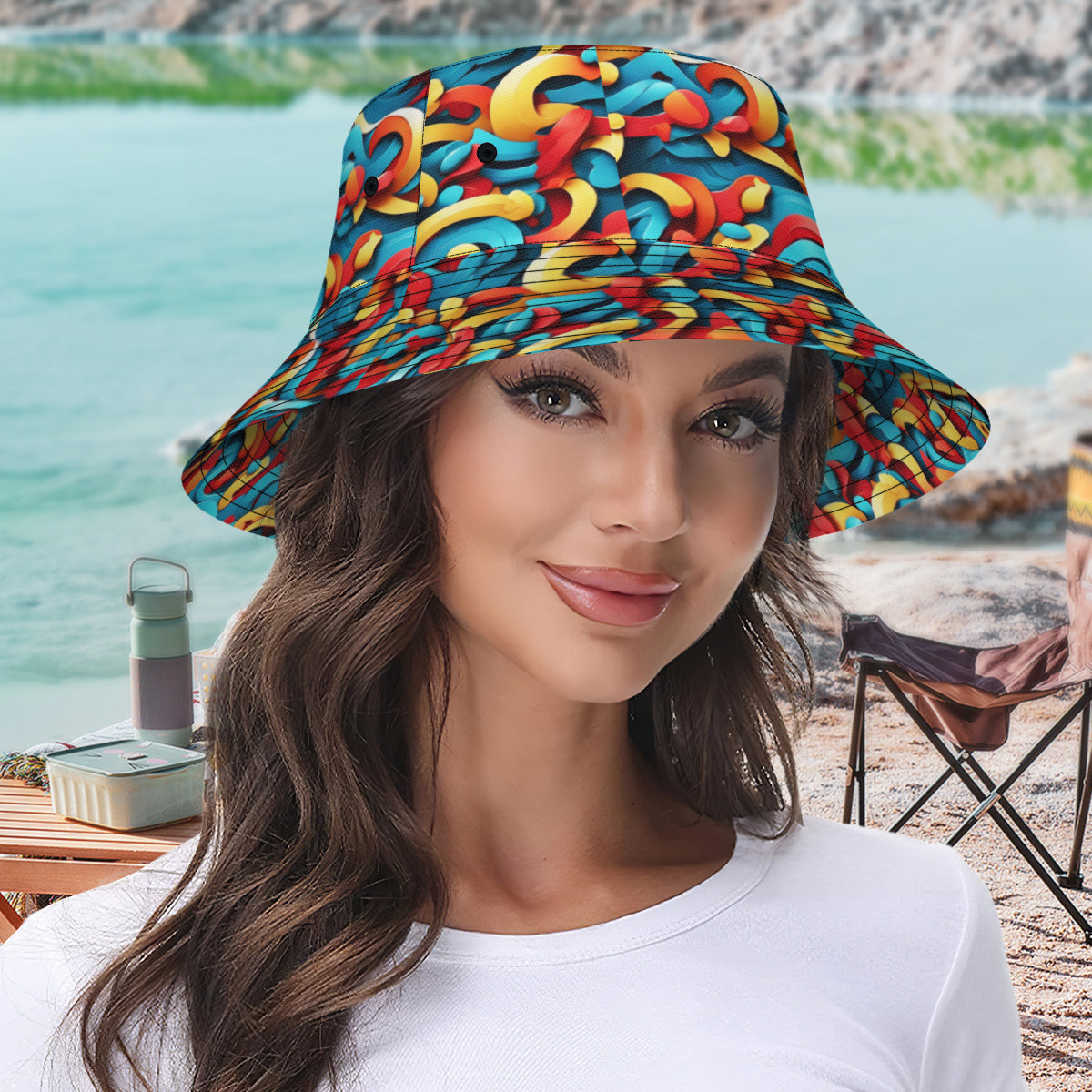 Abstract Double-Sided Unisex Polyester Bucket Hat