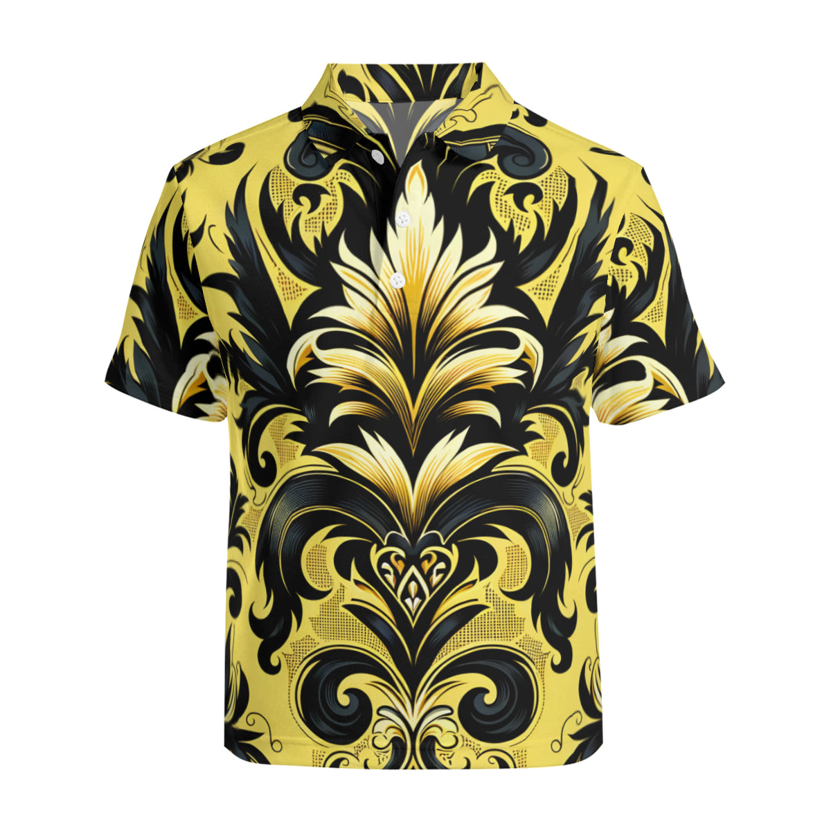 Yellow And Black Luxury Men's Premium European Size POLO Shirt | 95% Polyester+5% Spandex