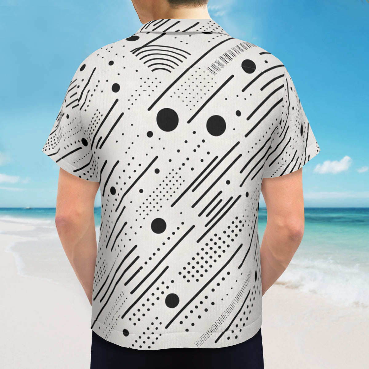 Minimalistic Black And White Short Sleeves Men's Shirt