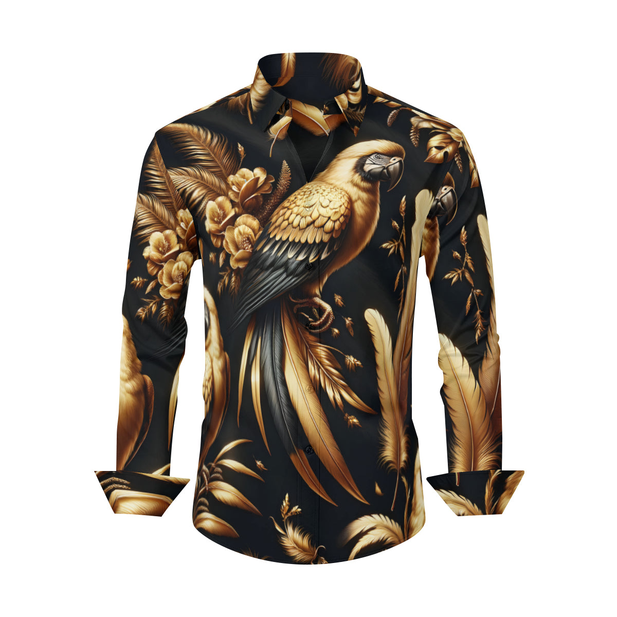 Golden Feathers Men's Classic Long-Sleeved Shirt | Polyester