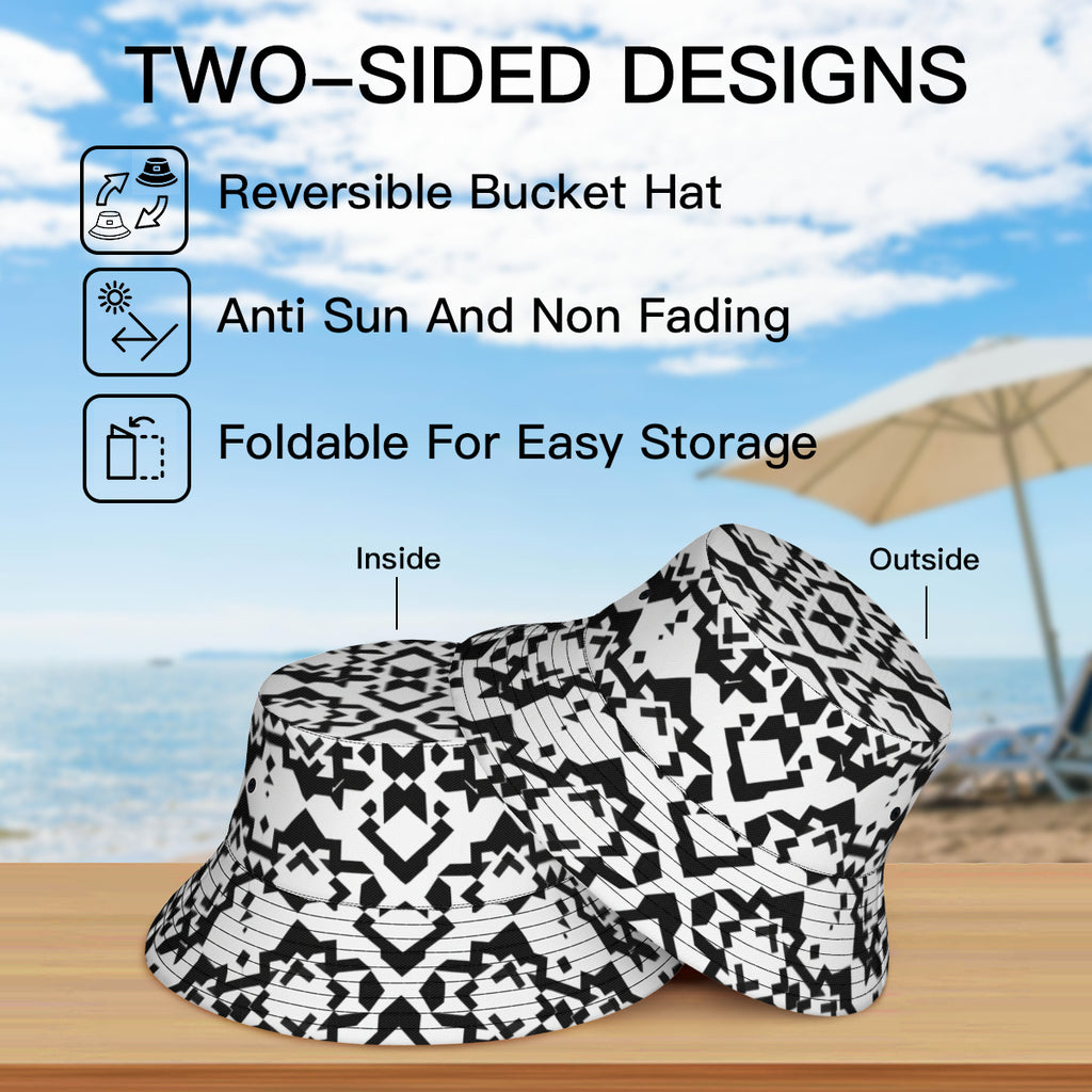 Black And White Double-Sided Unisex Polyester Bucket Hat