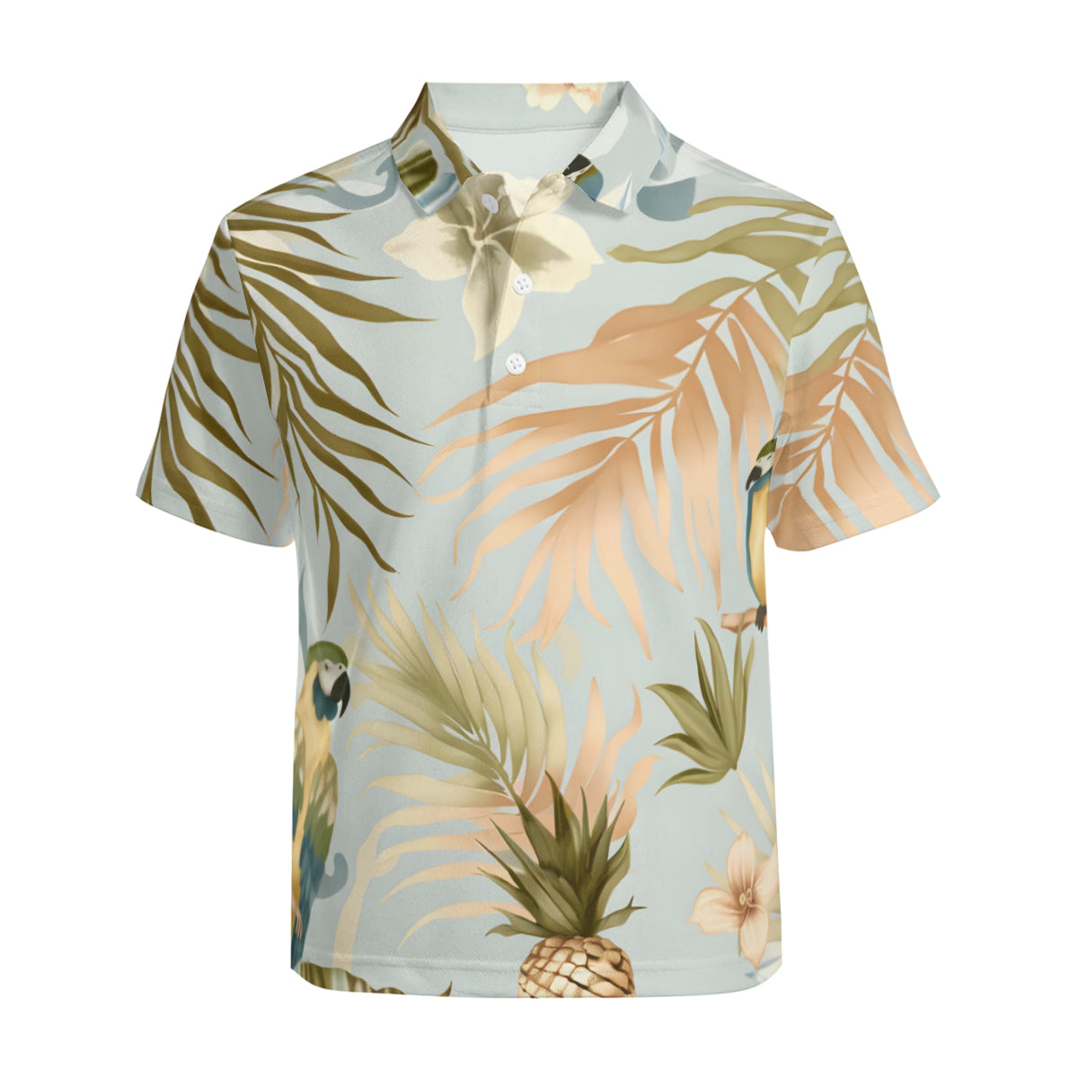Floral Men's Premium European Size POLO Shirt | 95% Polyester+5% Spandex