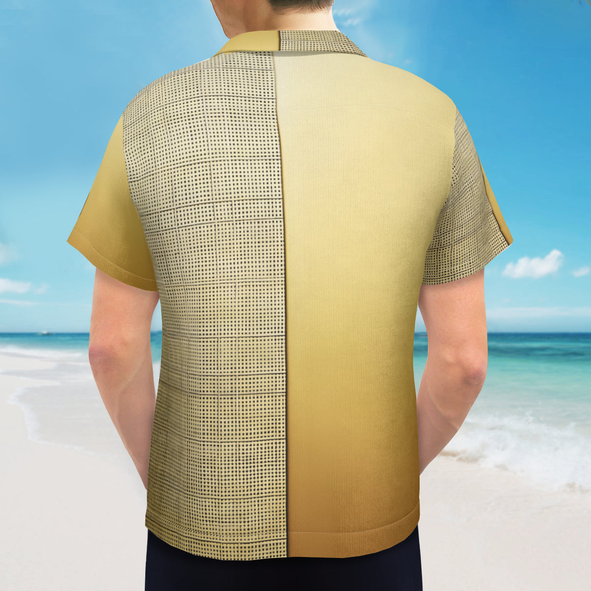 Minimal Gold Check Short Sleeves Men's Shirt
