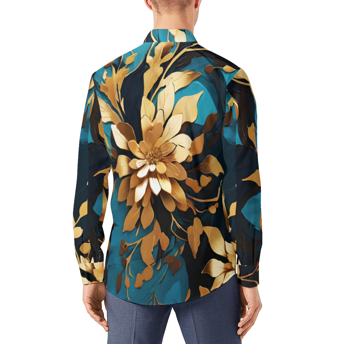 Abstract Floral Long Sleeves Men's Shirt
