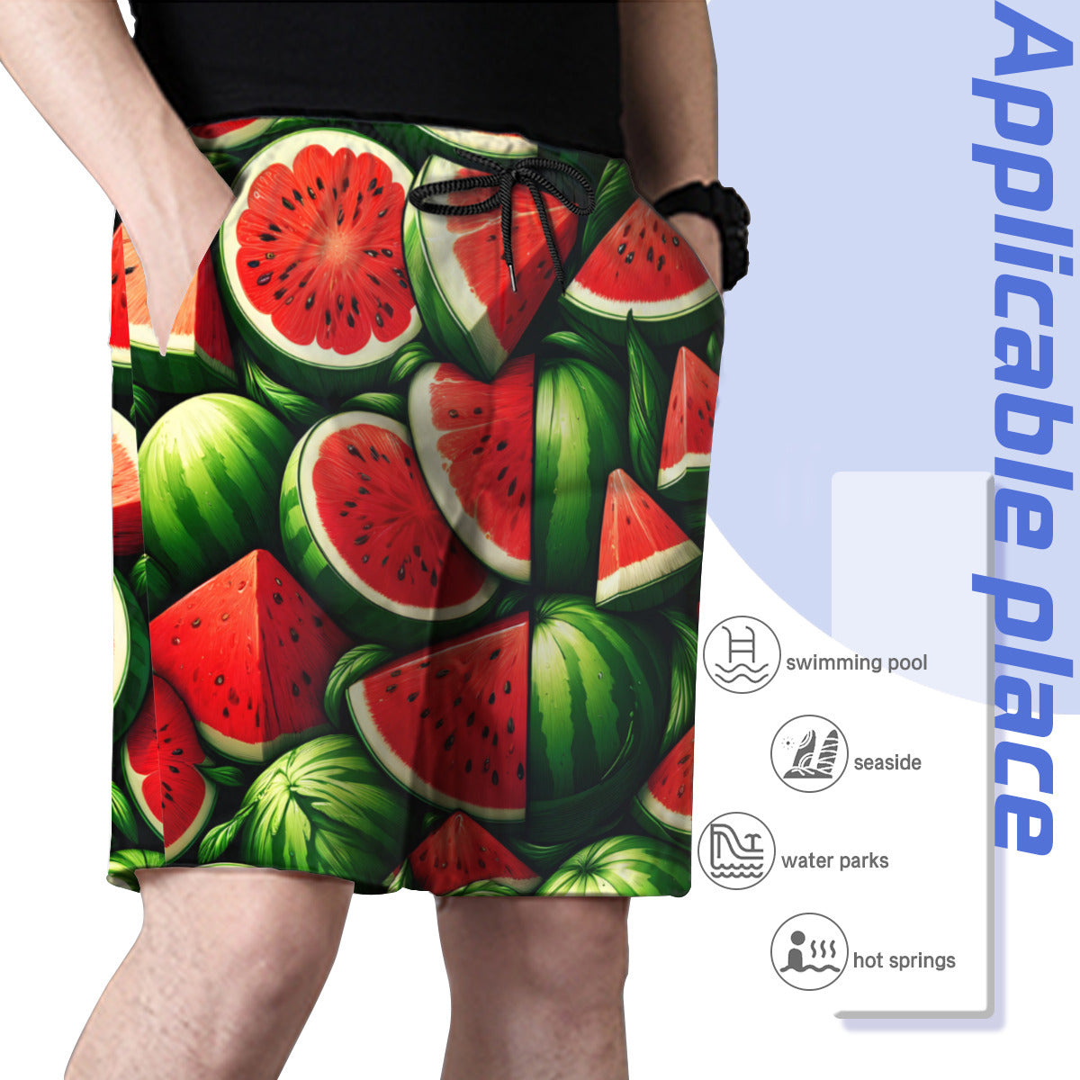 Watermelon Men's Beach Shorts (Not Mesh Lined) | Polyester