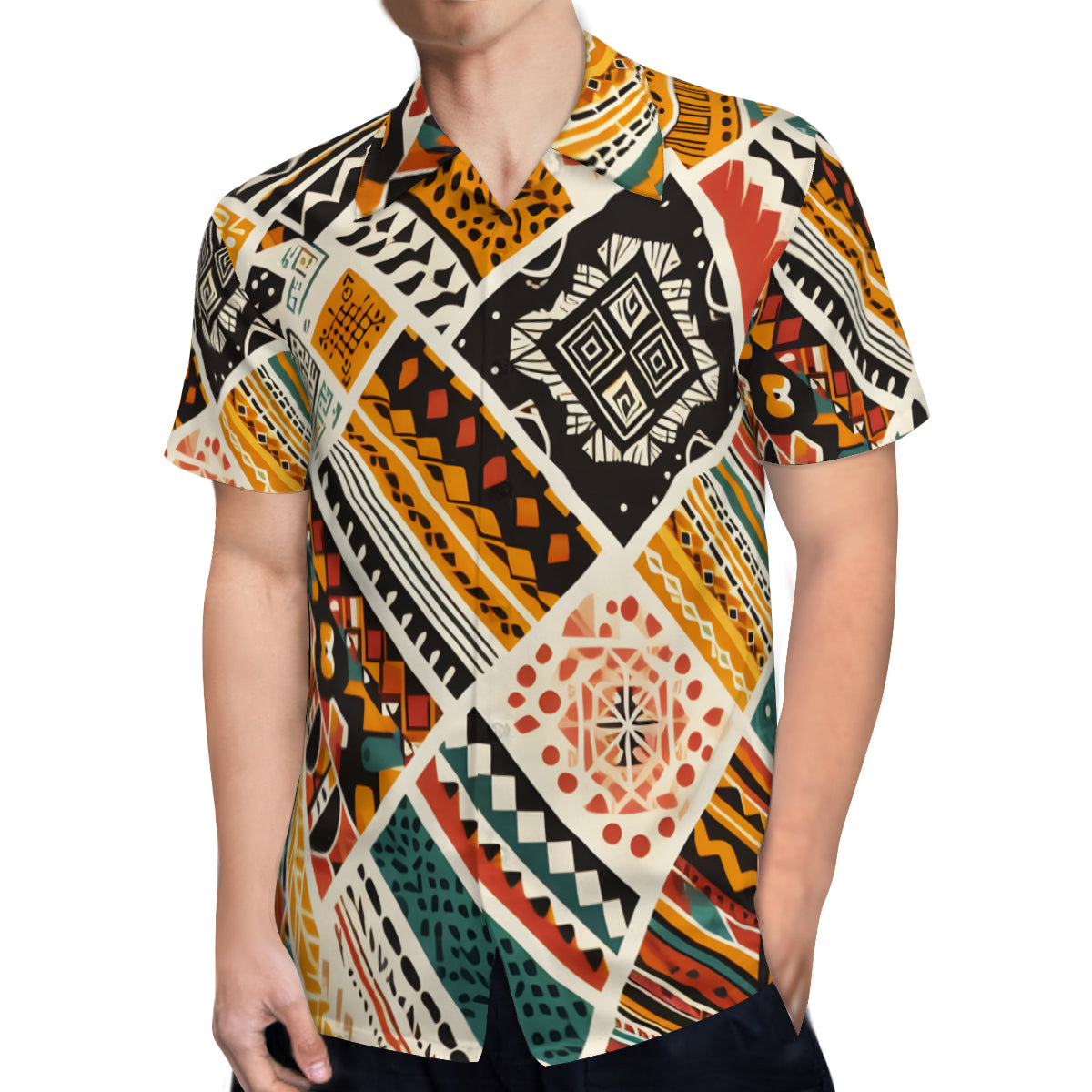 African Pattern Short Sleeves Men's Shirt