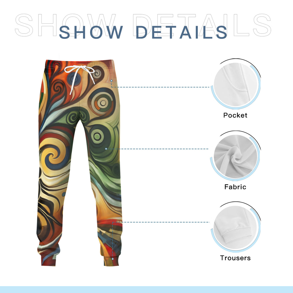 Swirling Design Men's Adult Hoodie Set (Double-Layer Hood) | Health Fabric