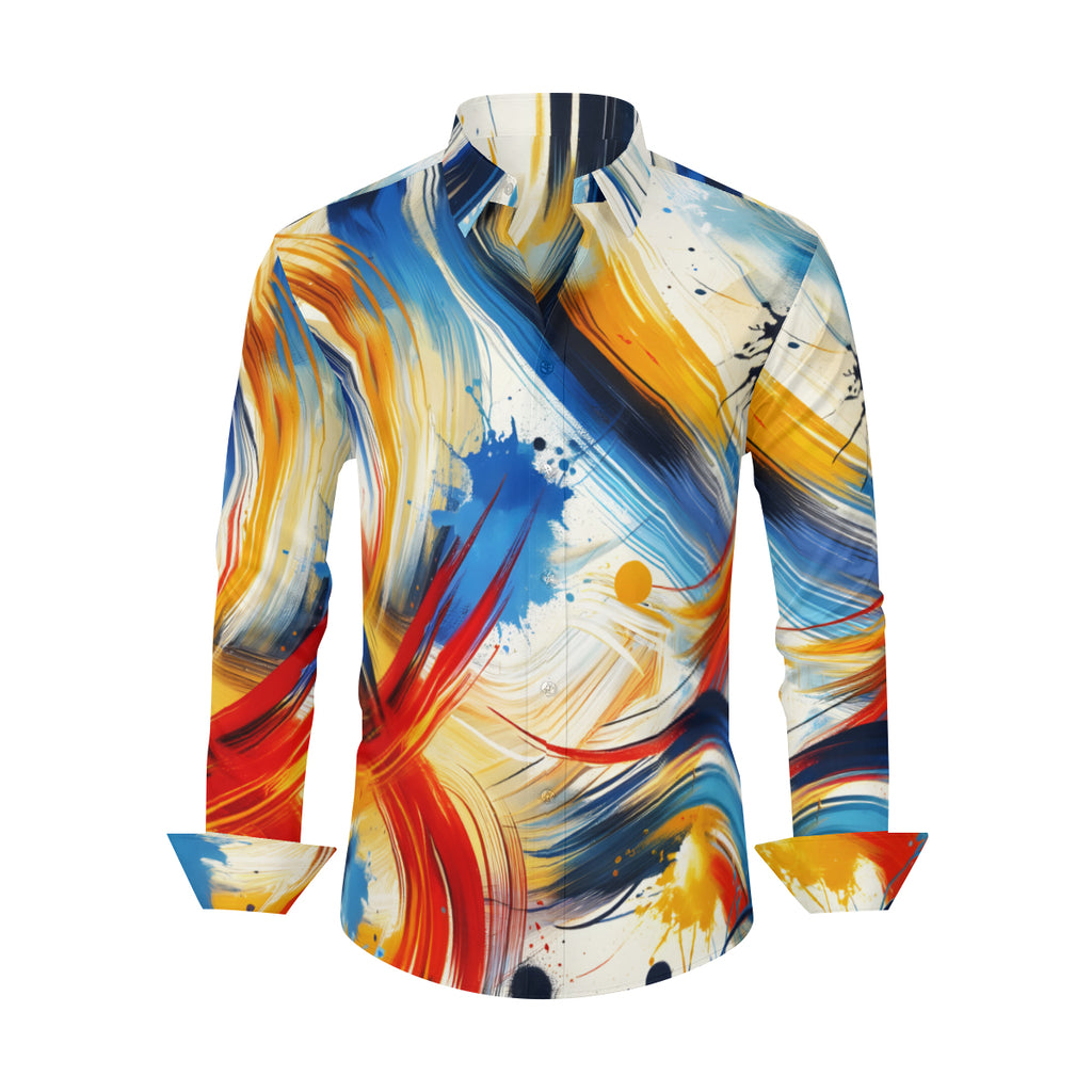 Brush Strokes Classic Long Sleeves Men's Shirt