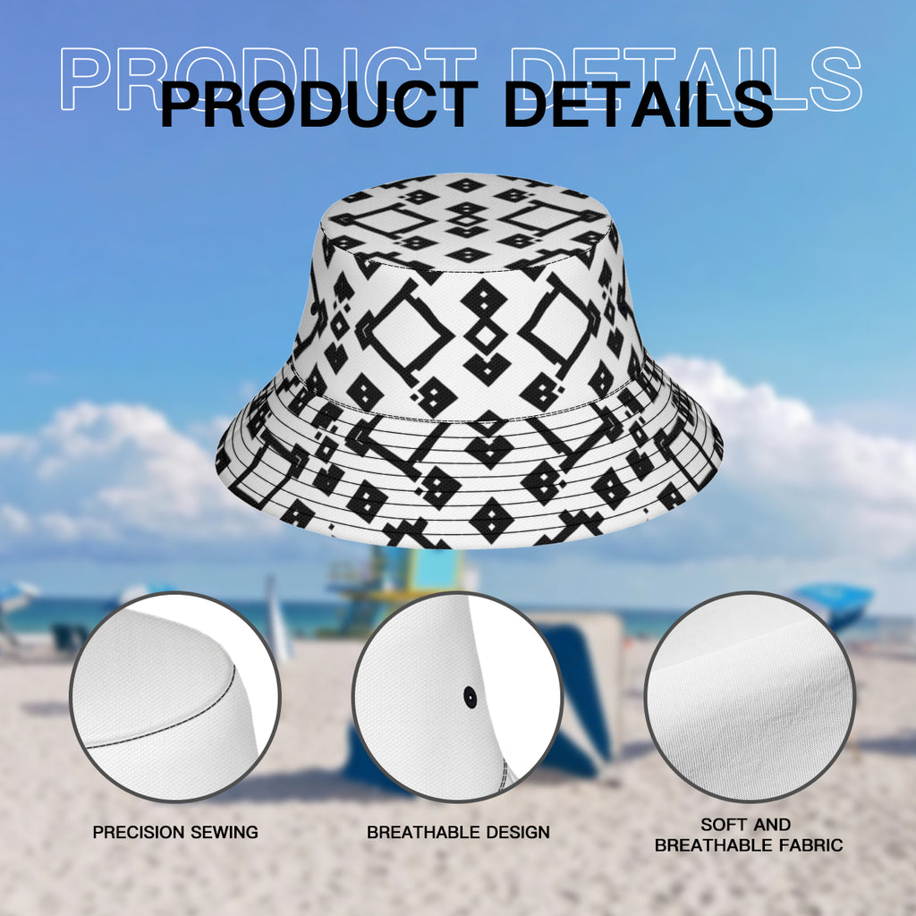 Black And White Double-Sided Unisex Polyester Bucket Hat