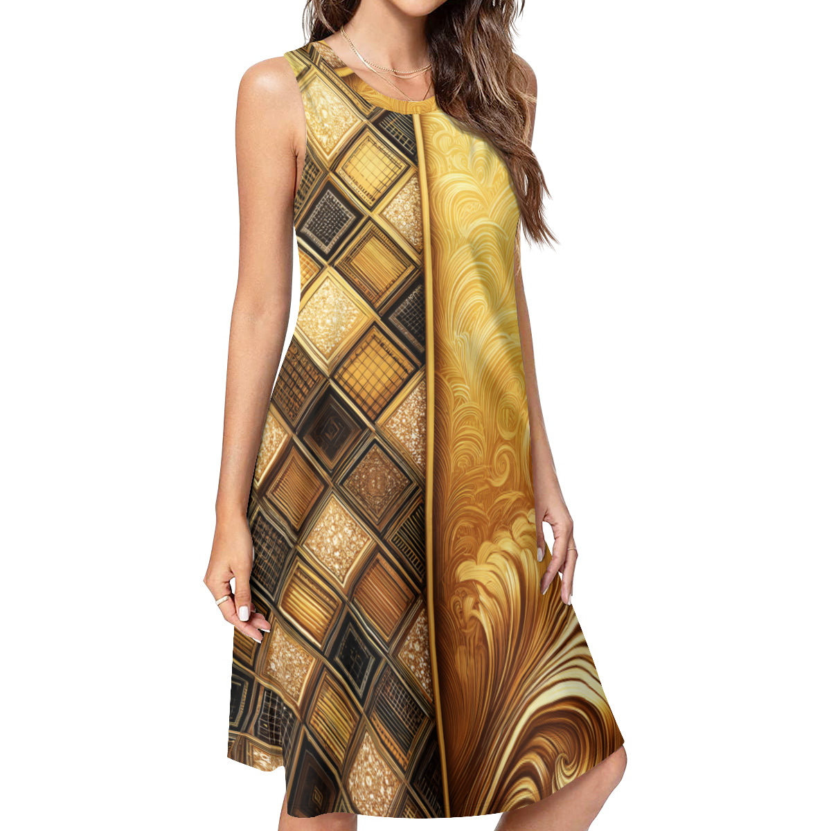 Golden Women's Casual Dress | Polyester