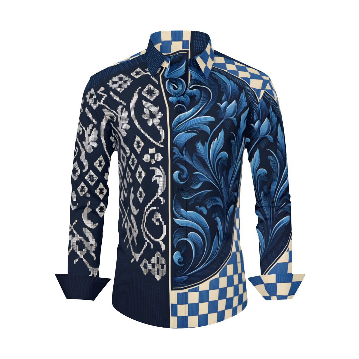 Blue Luxury Long Sleeves Men's Shirt