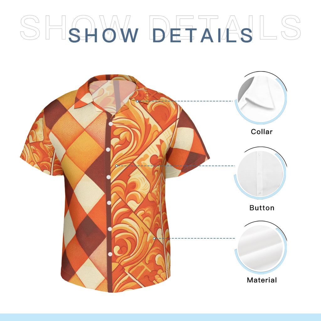 Orange Short Sleeves Men's Shirt