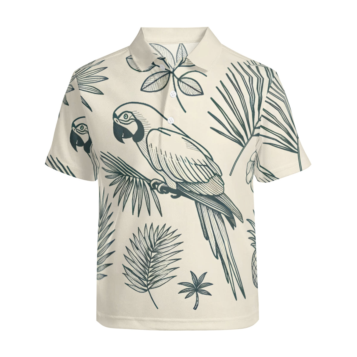 Minimalistic Parrot Men's Premium European Size POLO Shirt | 95% Polyester+5% Spandex