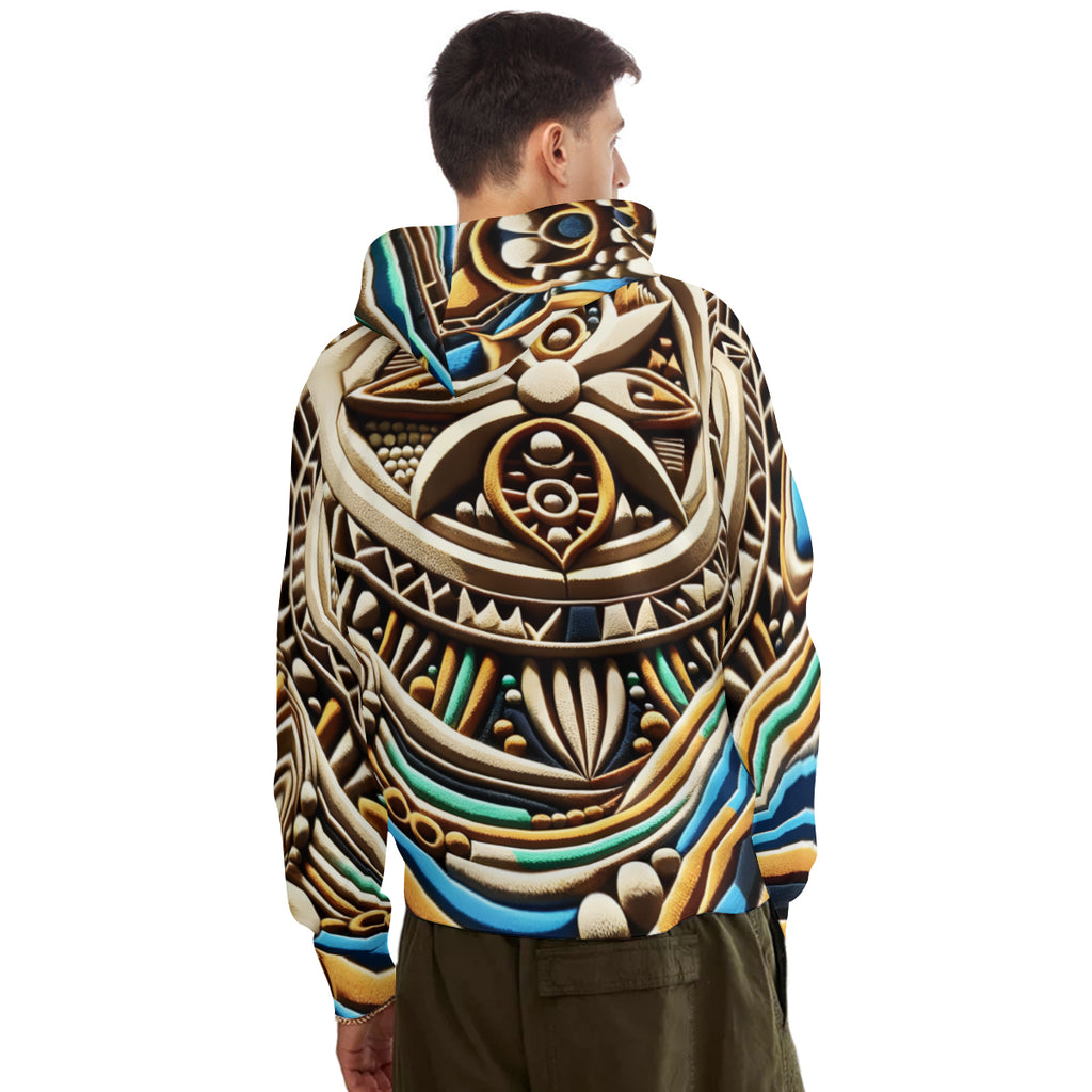 Abstract Design Men's Adult Hoodie Set (Double-Layer Hood) | Health Fabric