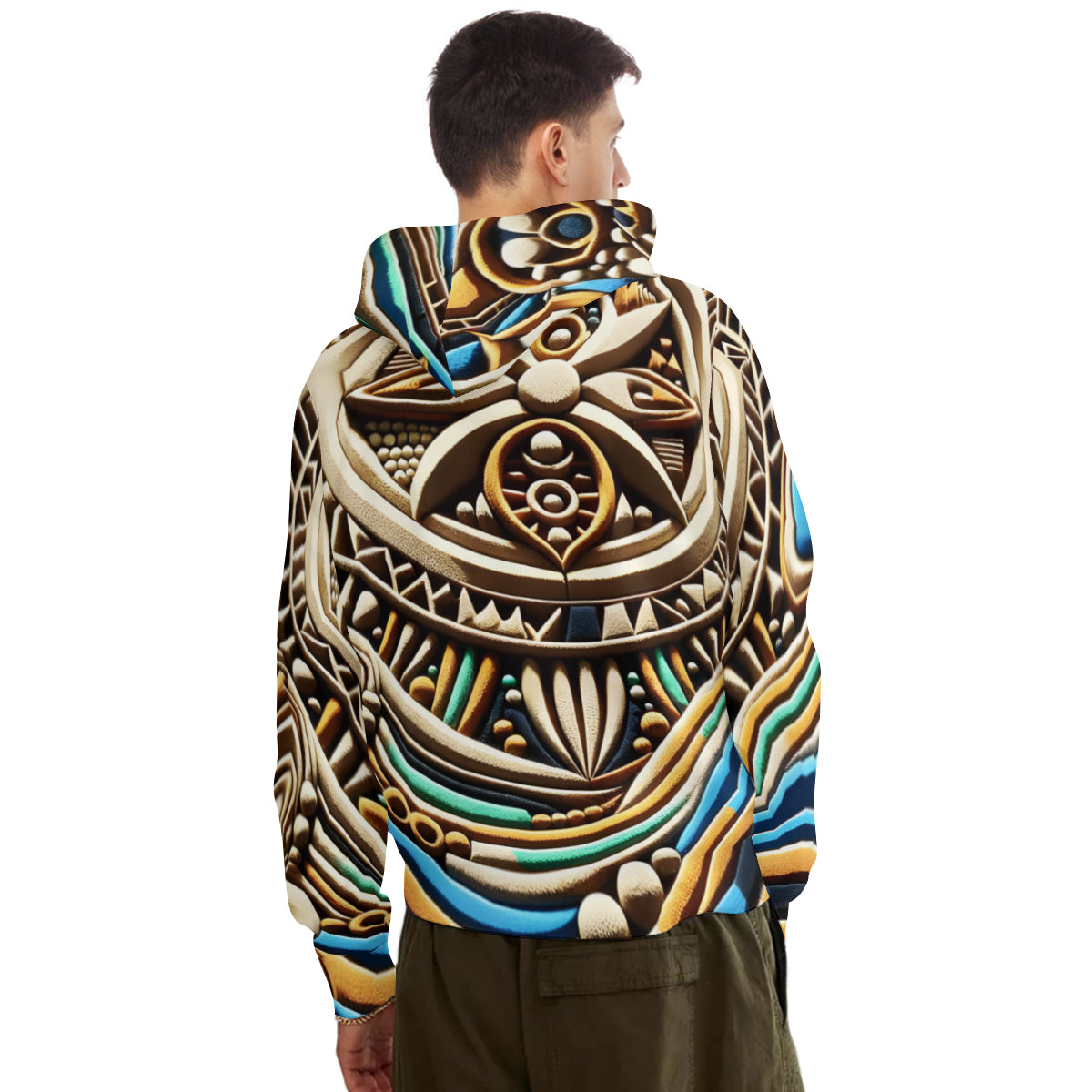 Abstract Design Men's Adult Hoodie Set (Double-Layer Hood) | Health Fabric