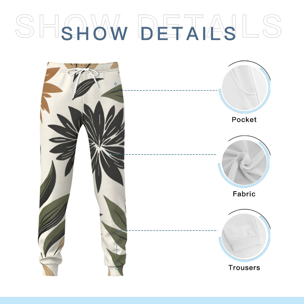 Botanical Leaves Men's Adult Hoodie Set (Double-Layer Hood) | Health Fabric