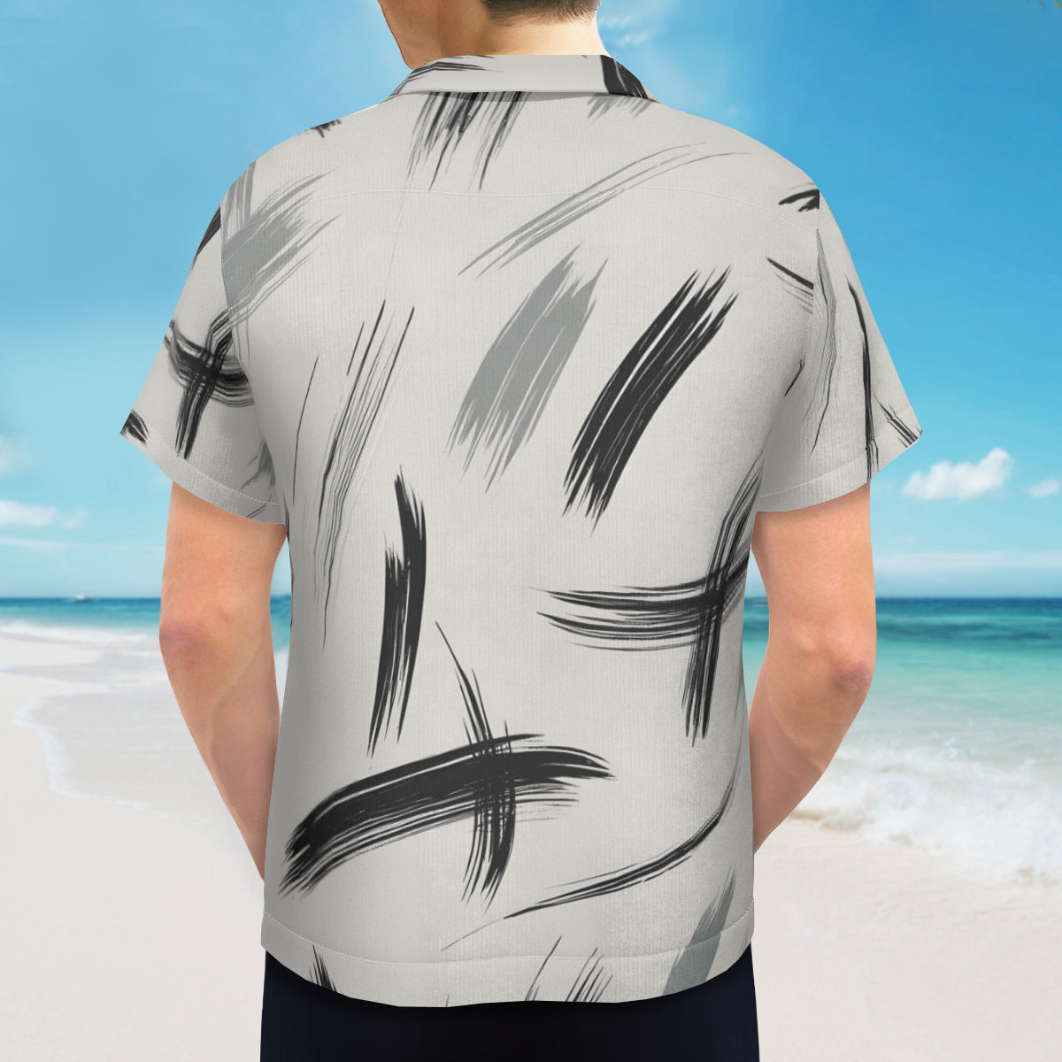 Minimalistic Paint Brush Short Sleeves Men's Shirt
