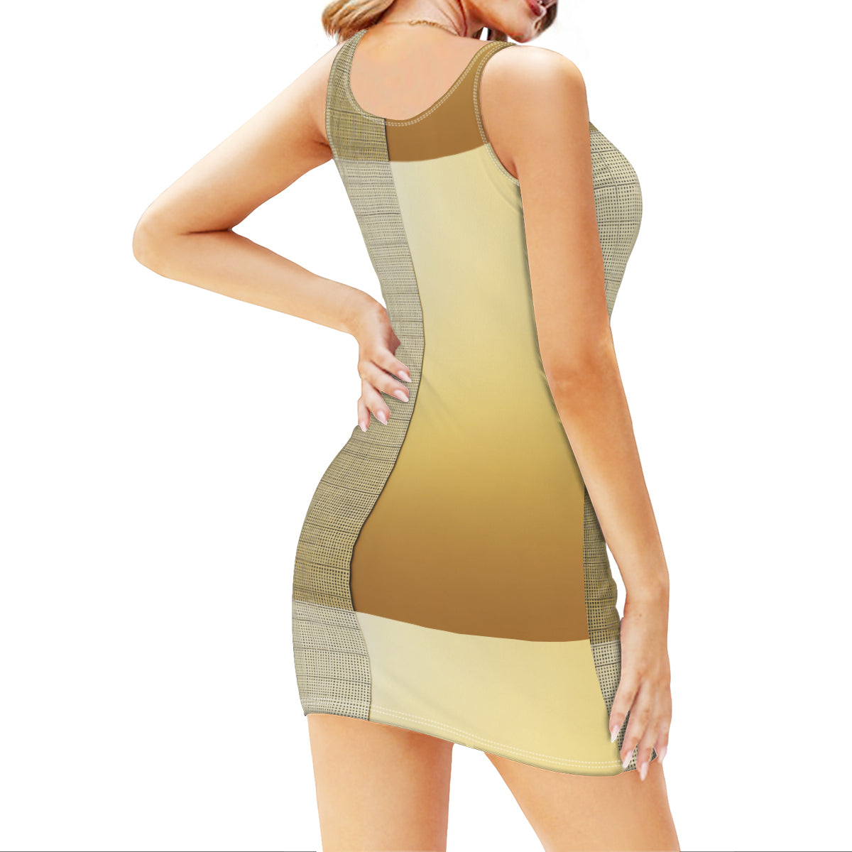 Gold Check Slim-Fit Euro-Size Tank Slip Dress | Polyester