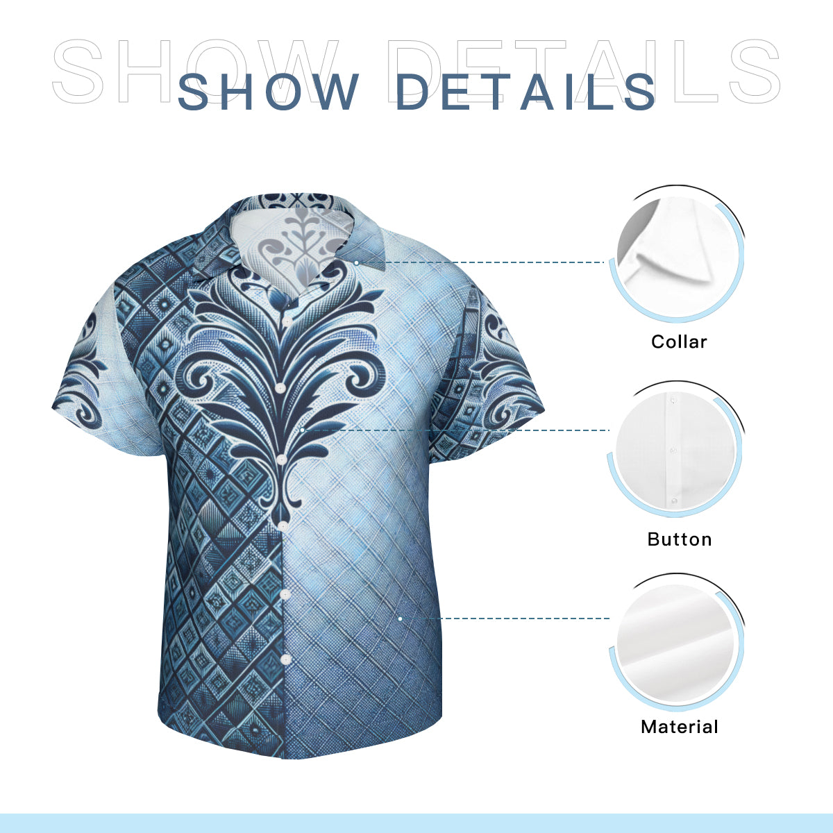 Blue Design Short Sleeves Men's Shirt