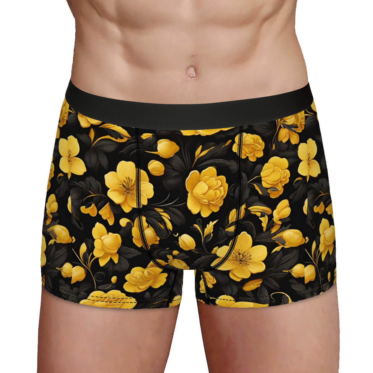 Yellow Flowers Men's Underwear (Multi-Faceted Design)