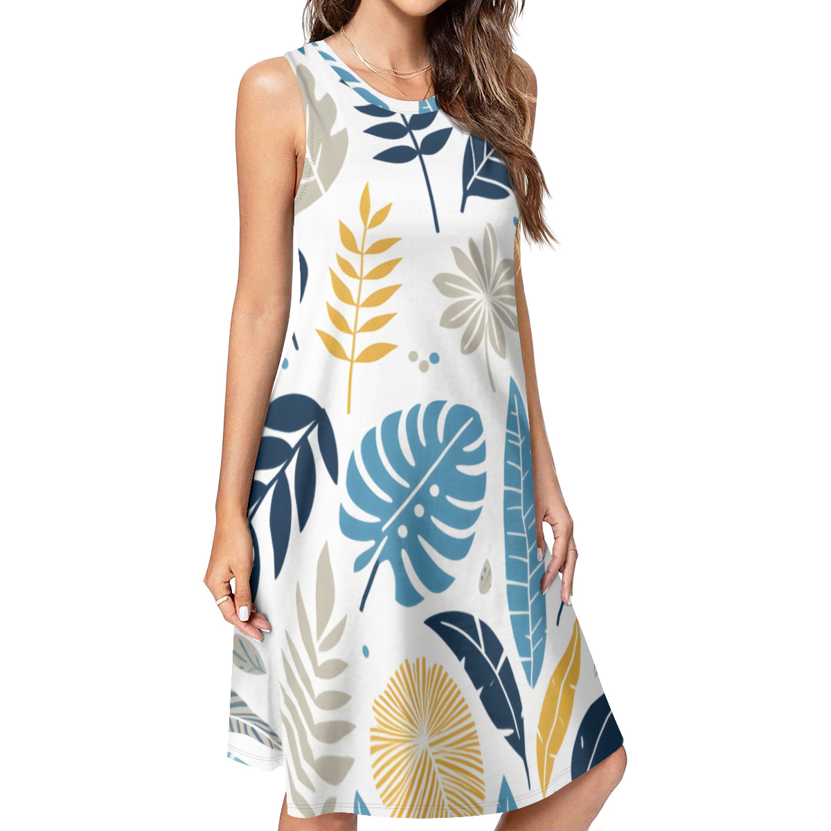 Minimal Floral Print Women's Casual Dress | Polyester