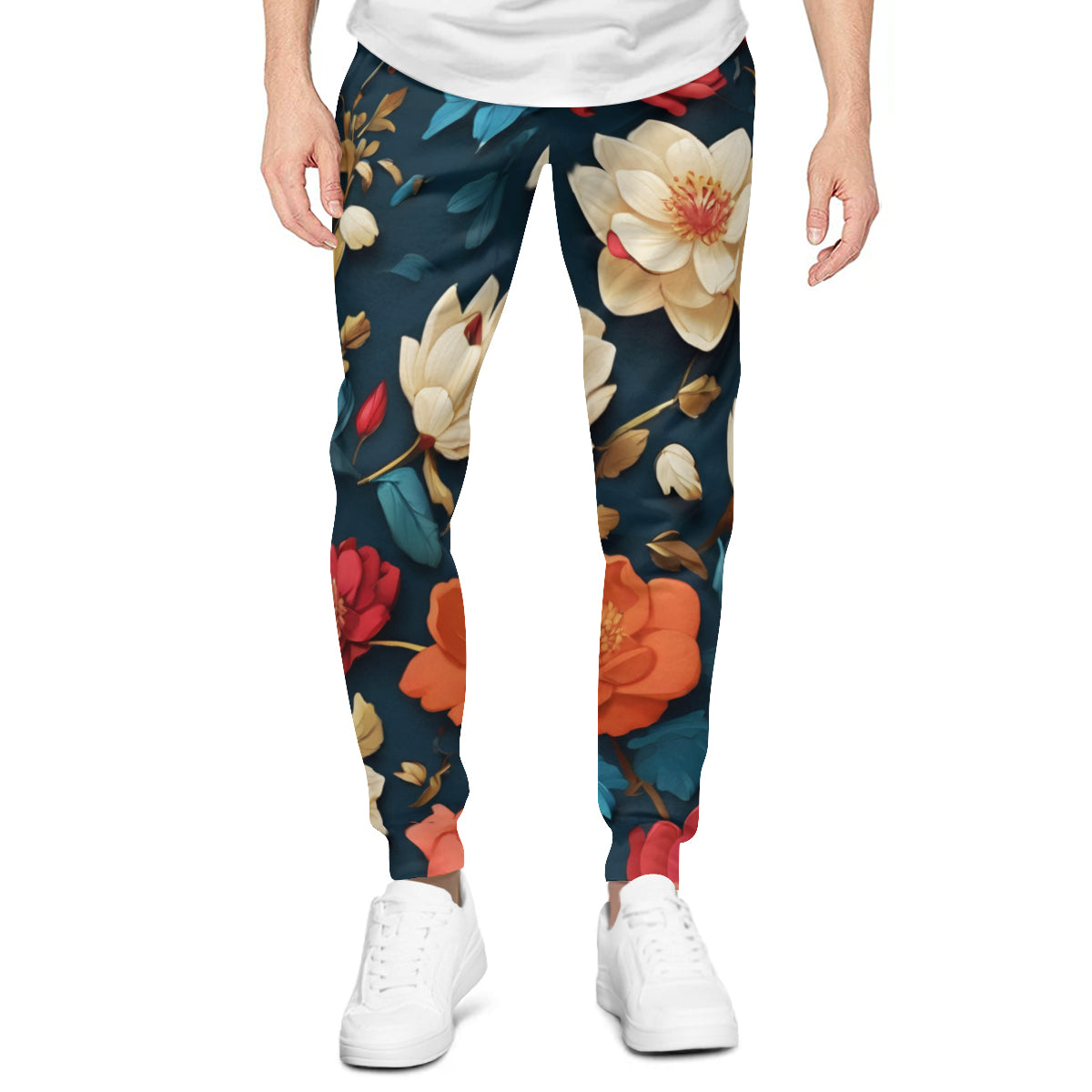Floral Men's Adult Hoodie Set (Double-Layer Hood) | Health Fabric