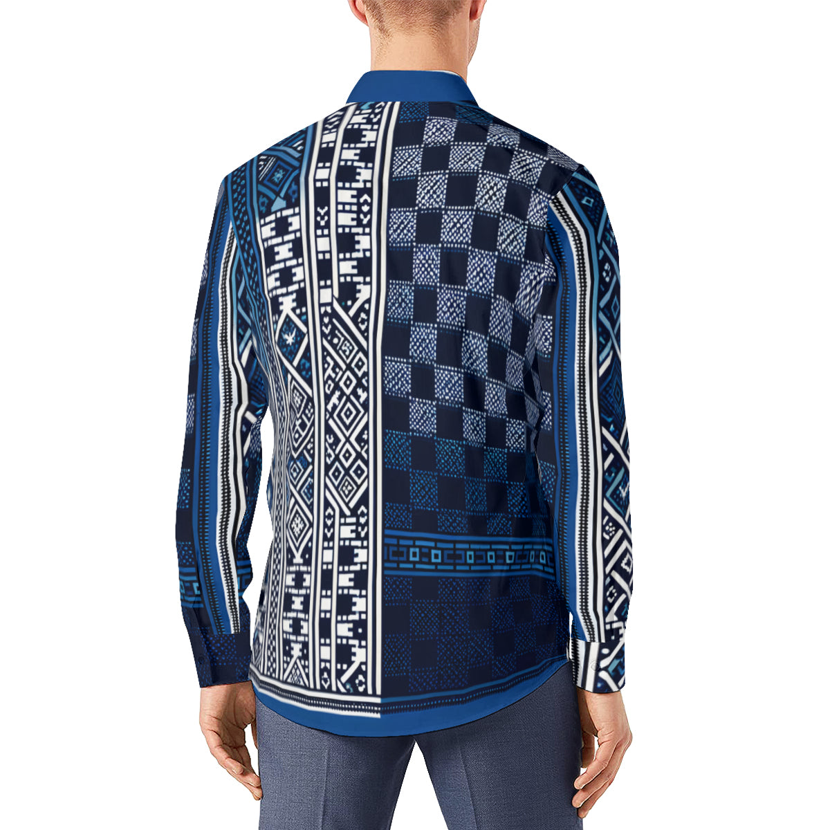Blue Luxury Long Sleeves Men's Shirt