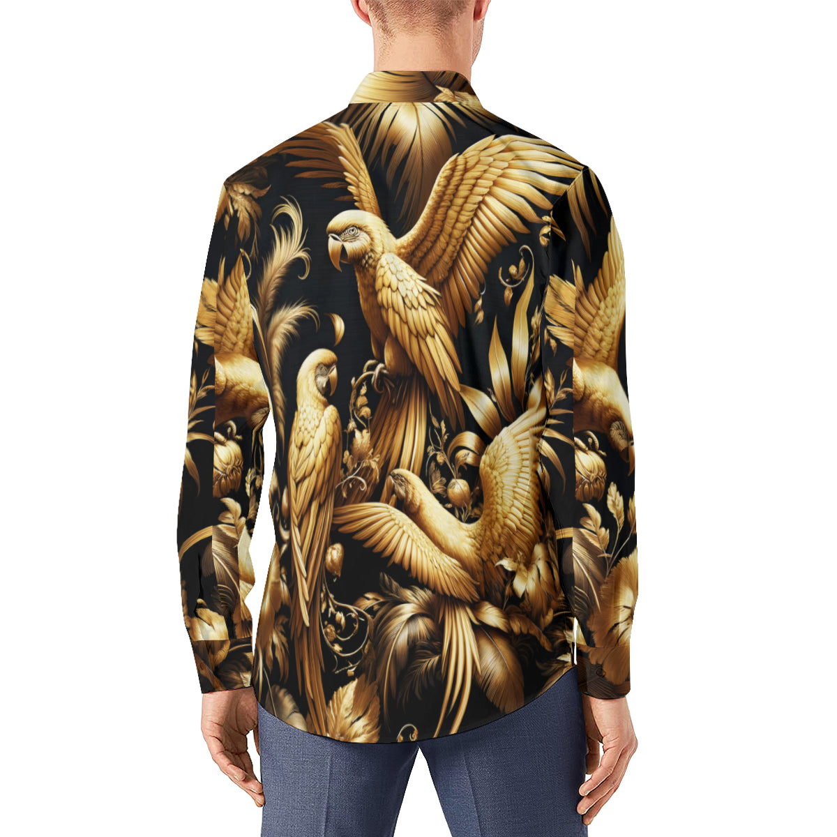 Golden Feathers Men's Classic Long-Sleeved Shirt | Polyester