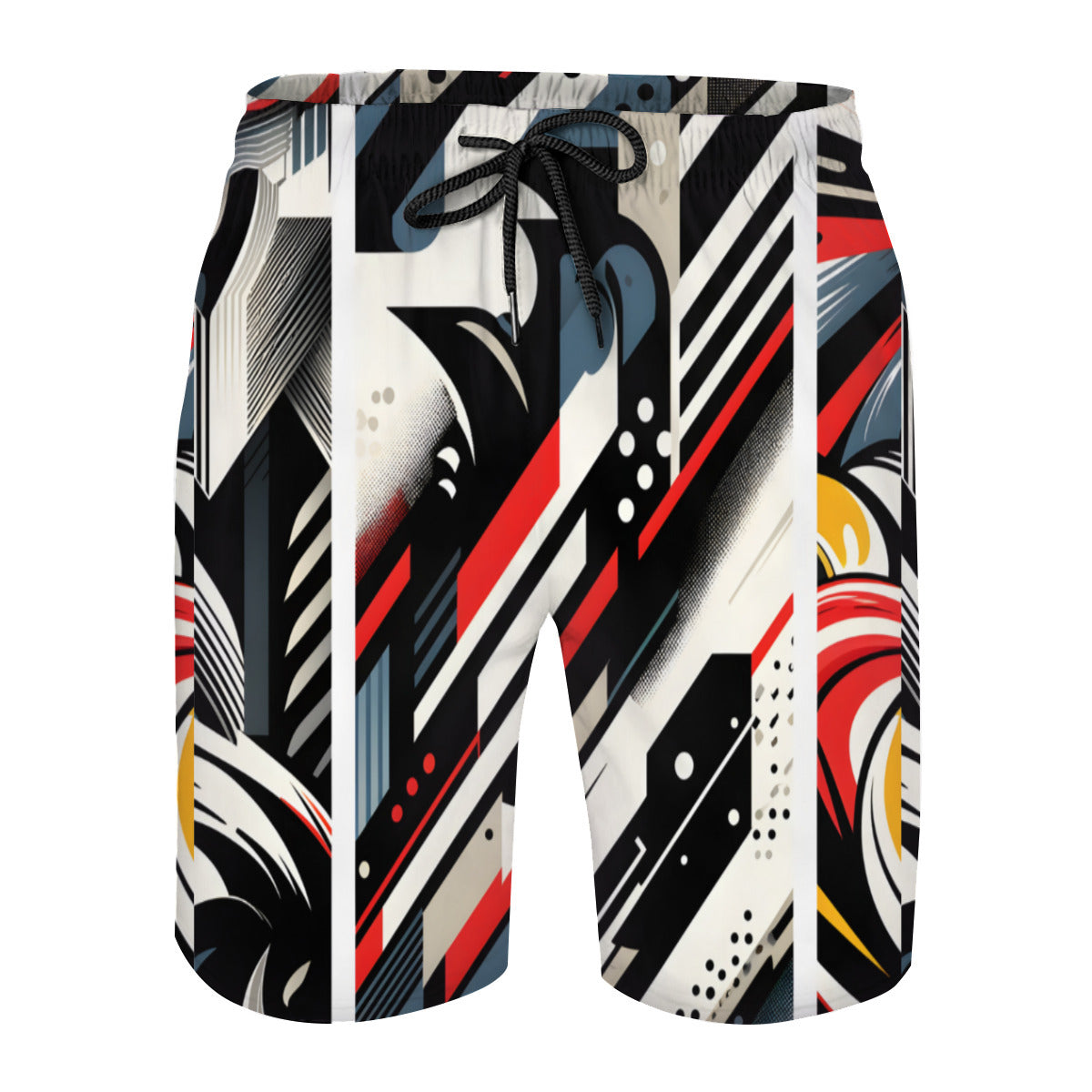 Abstract Geometric Men's Beach Shorts (Not Mesh Lined) | Polyester