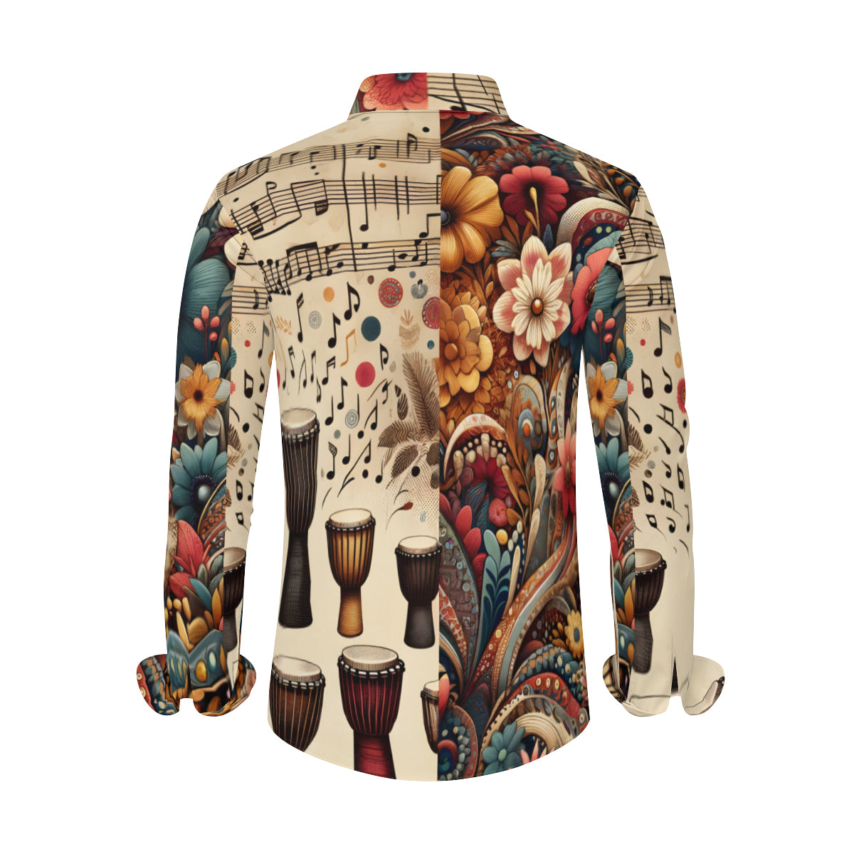 Musical Floral Long Sleeves Men's Shirt