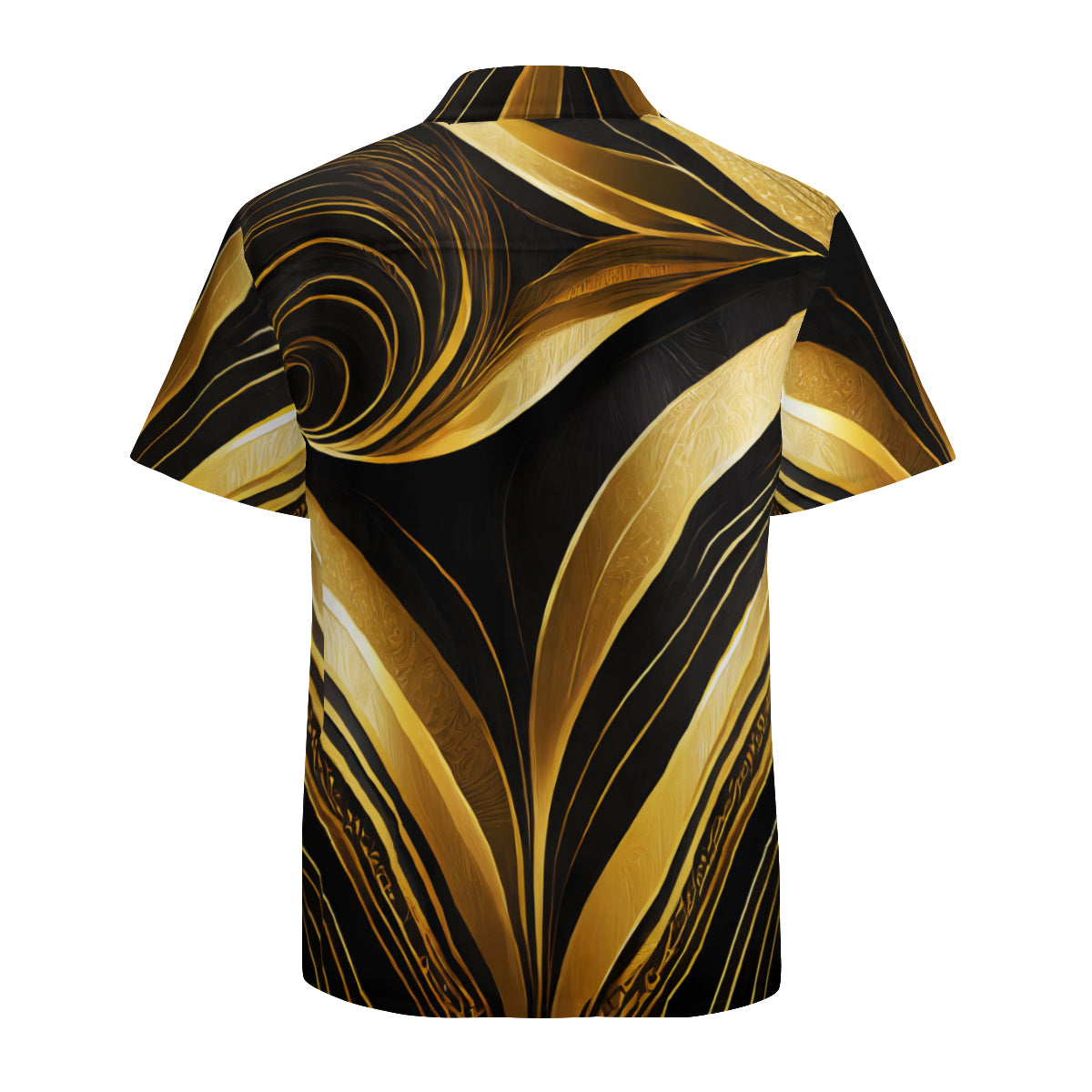 Elegant Black And Gold Short Sleeves Men's Shirt