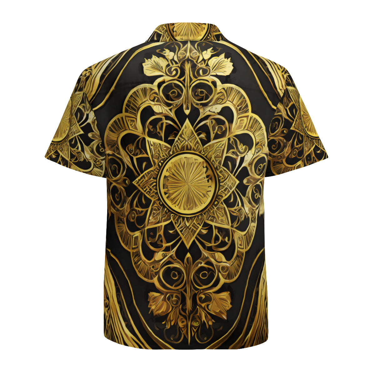 Elegant Black And Gold Short Sleeves Men's Shirt