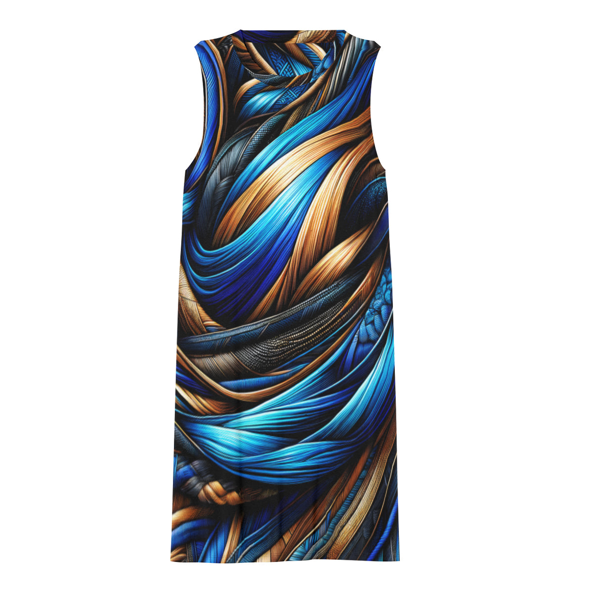 Royal Blue Weave Pattern Women's Casual Dress | Polyester