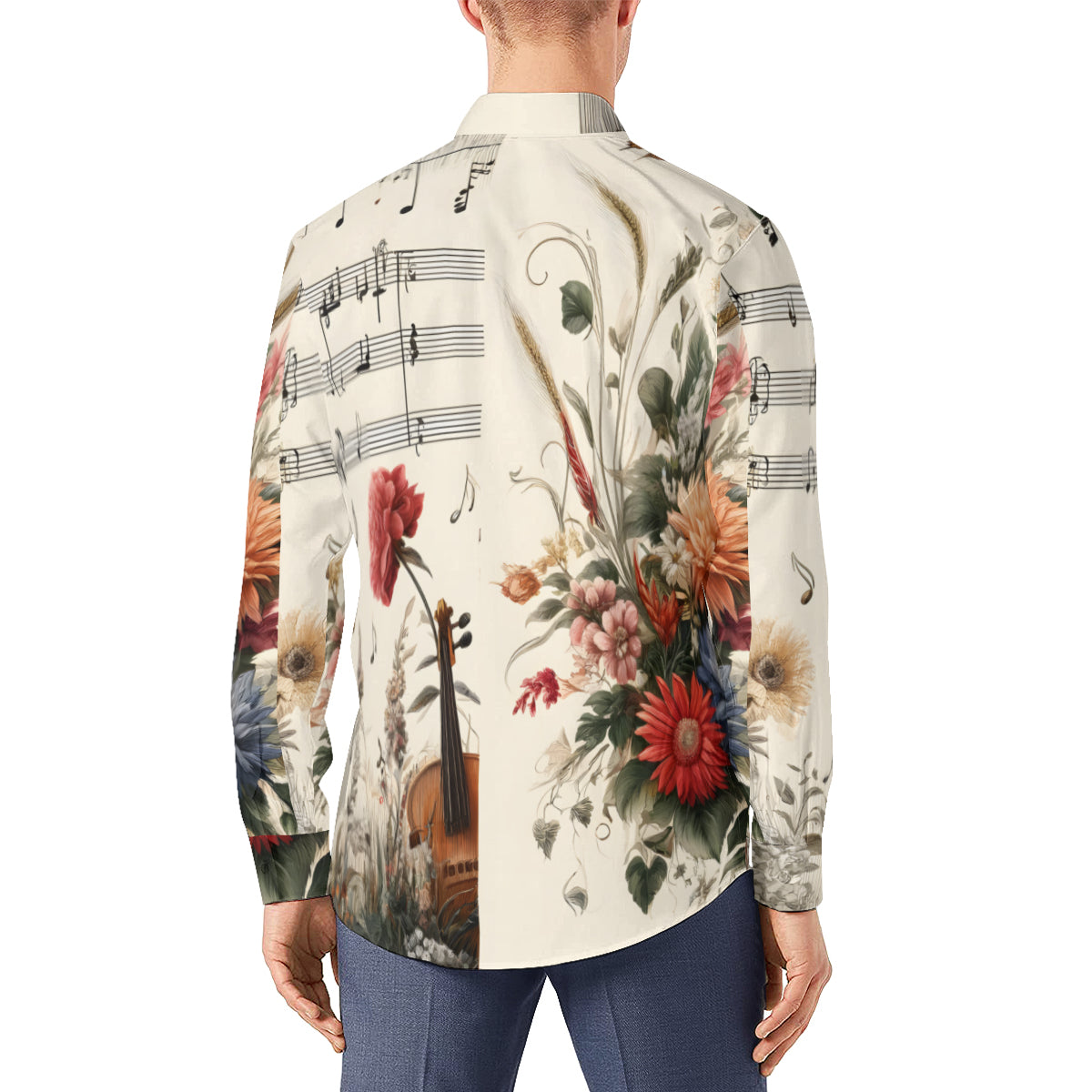 Musical Floral Long Sleeves Men's Shirt