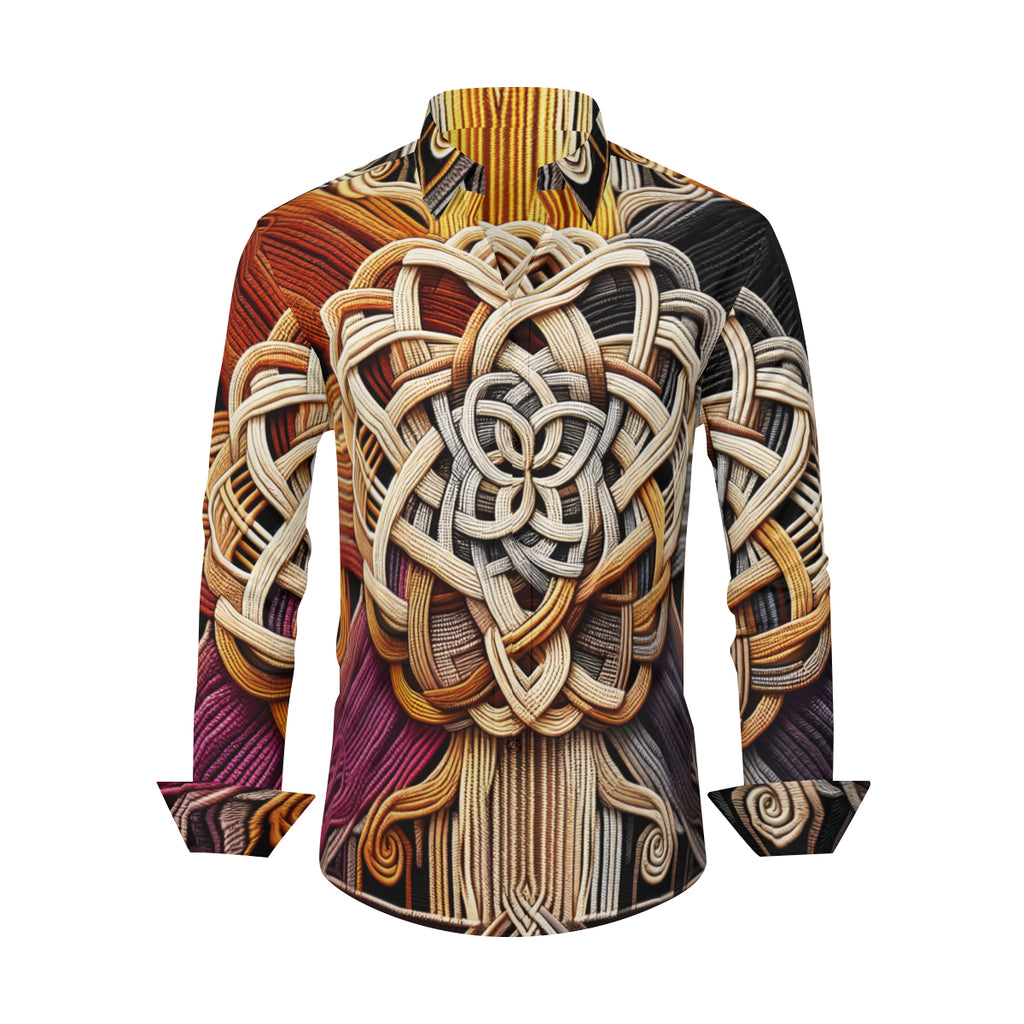 Interwoven Thread Design Men's Classic Long-Sleeved Shirt | Polyester