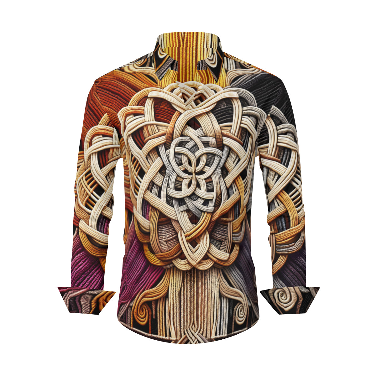 Interwoven Thread Design Men's Classic Long-Sleeved Shirt | Polyester