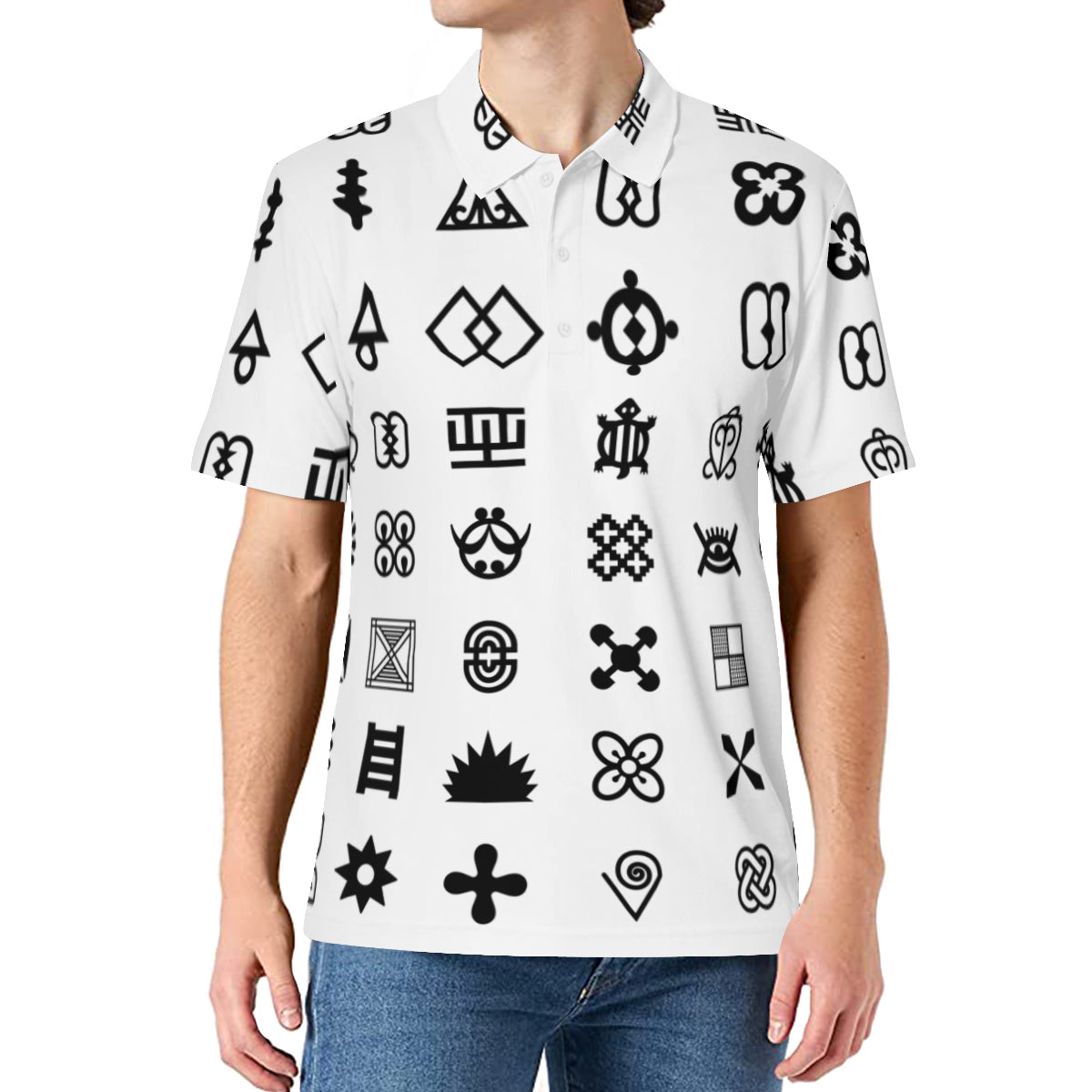 Adinkra Symbols Men's Premium European Size POLO Shirt | 95% Polyester+5% Spandex