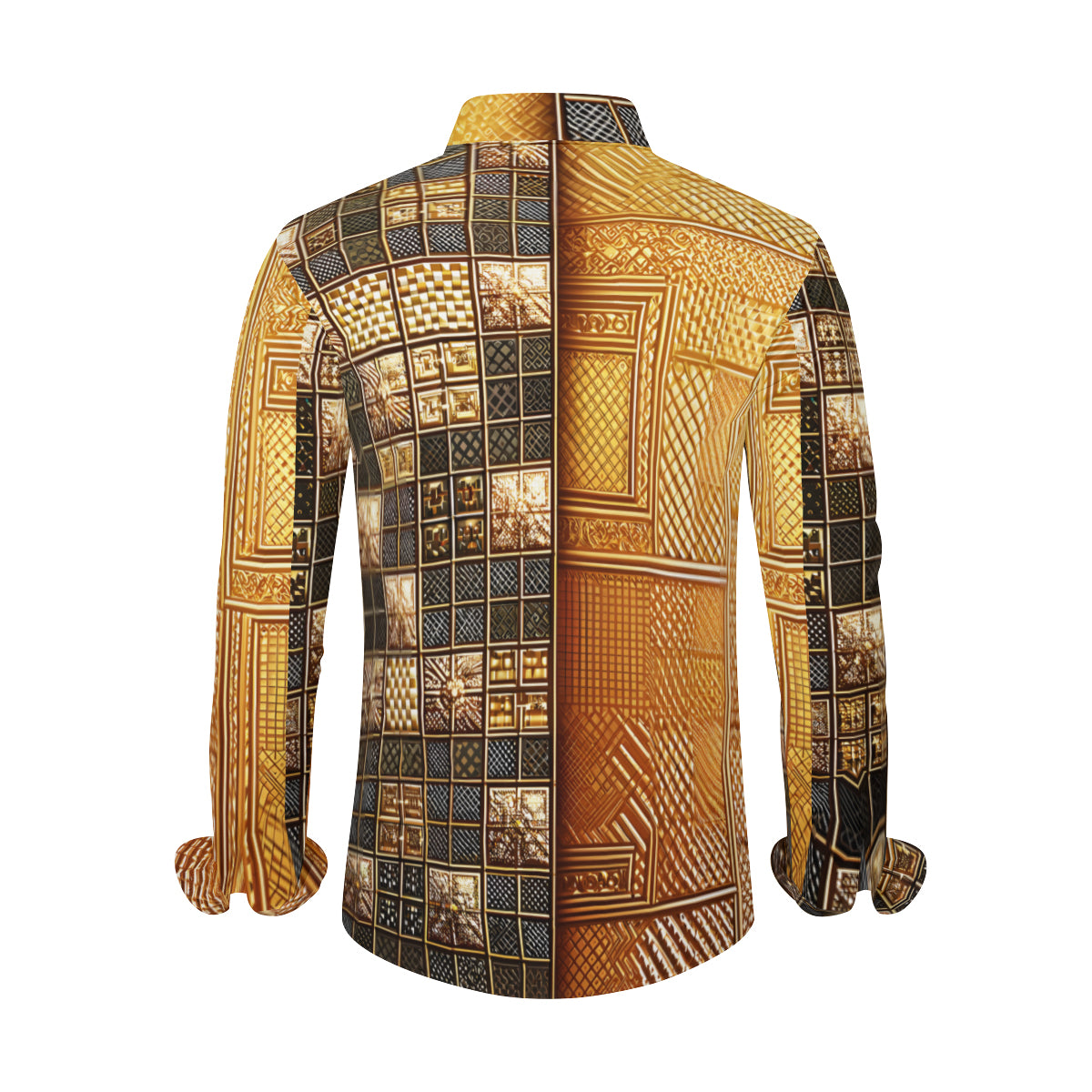 Golden Check Long Sleeves Men's Shirt