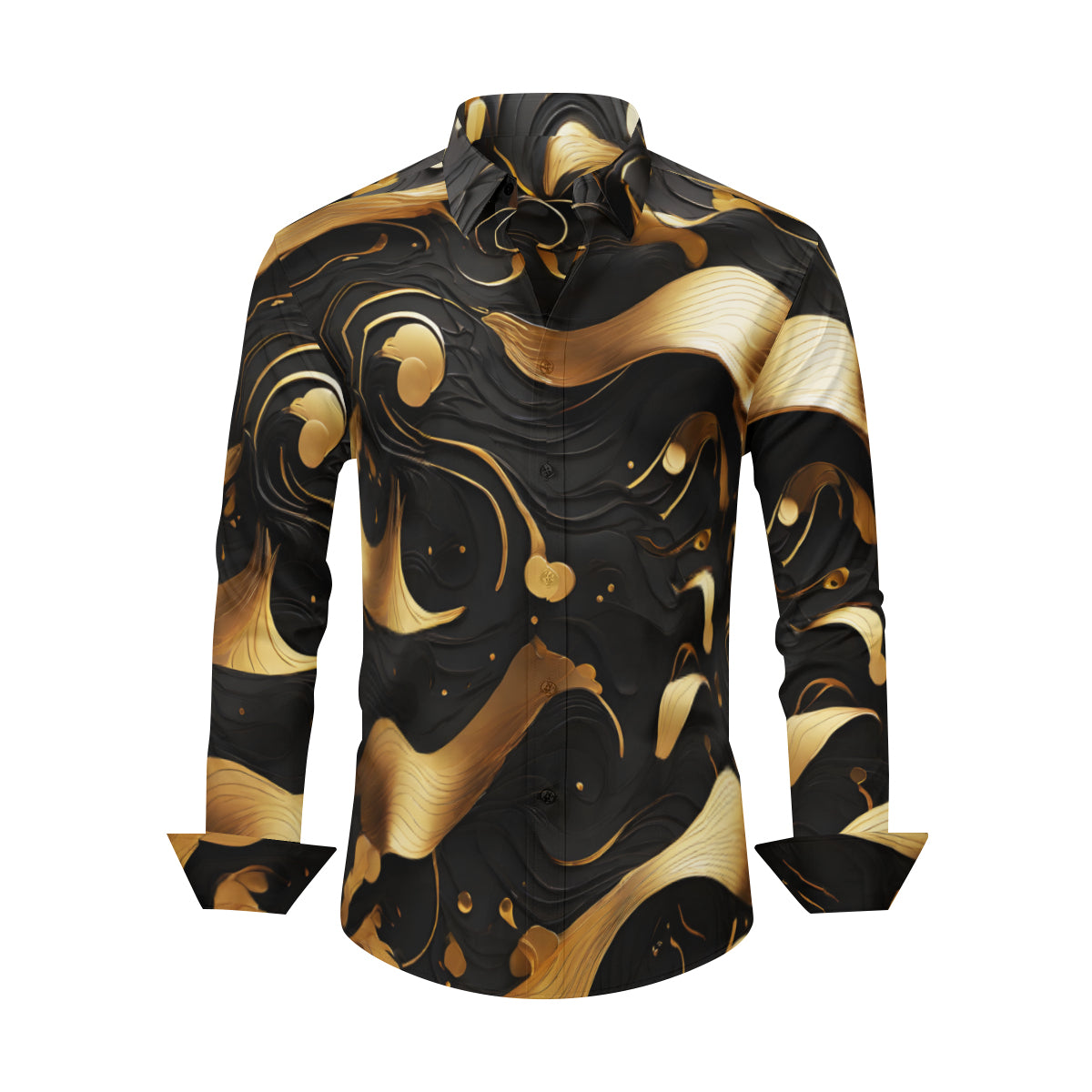 Abstract Elegance Men's Classic Long-Sleeved Shirt | Polyester