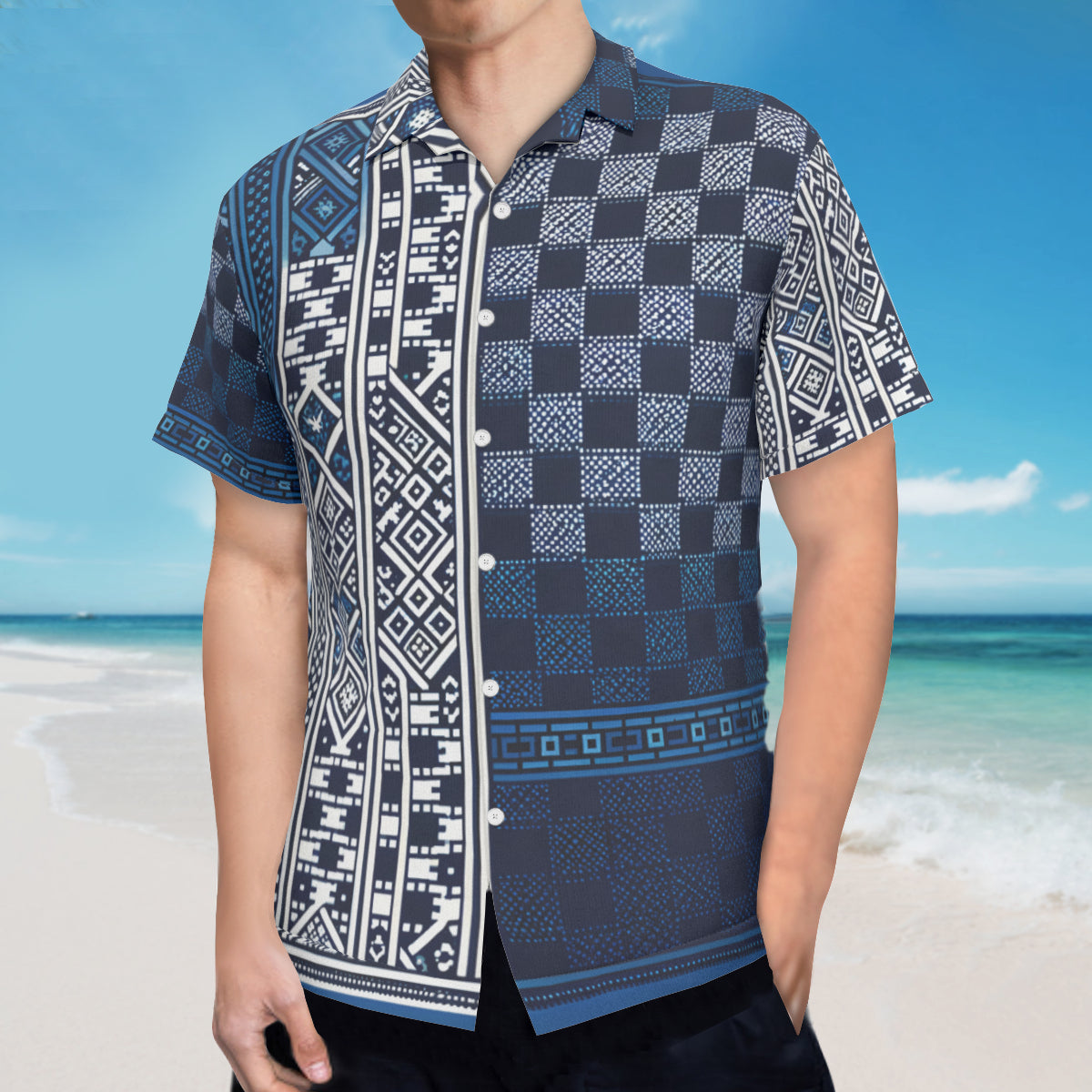 Blue Short Sleeves Men's Shirt